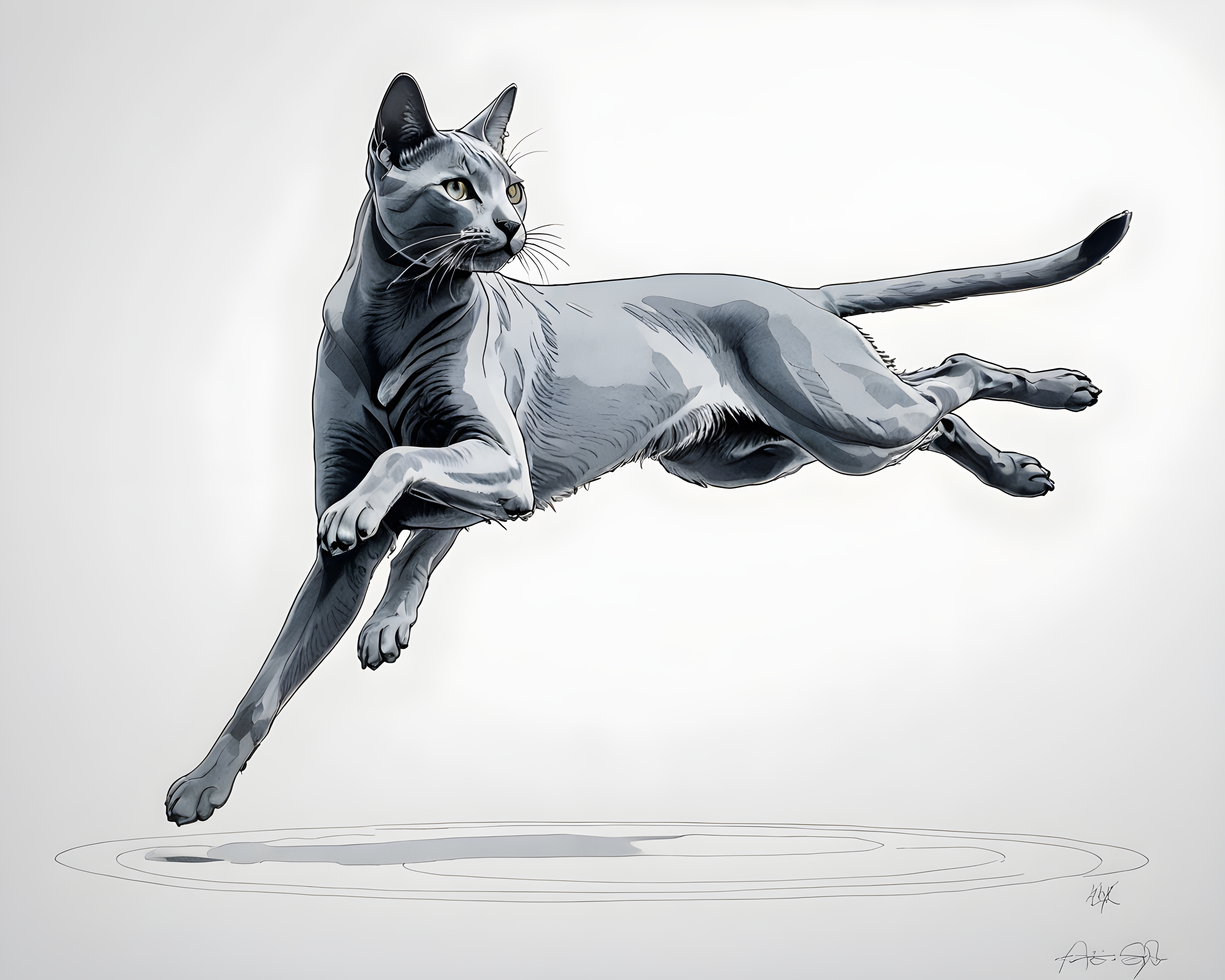 Russian Blue — Minimalist Line Art (Playful)