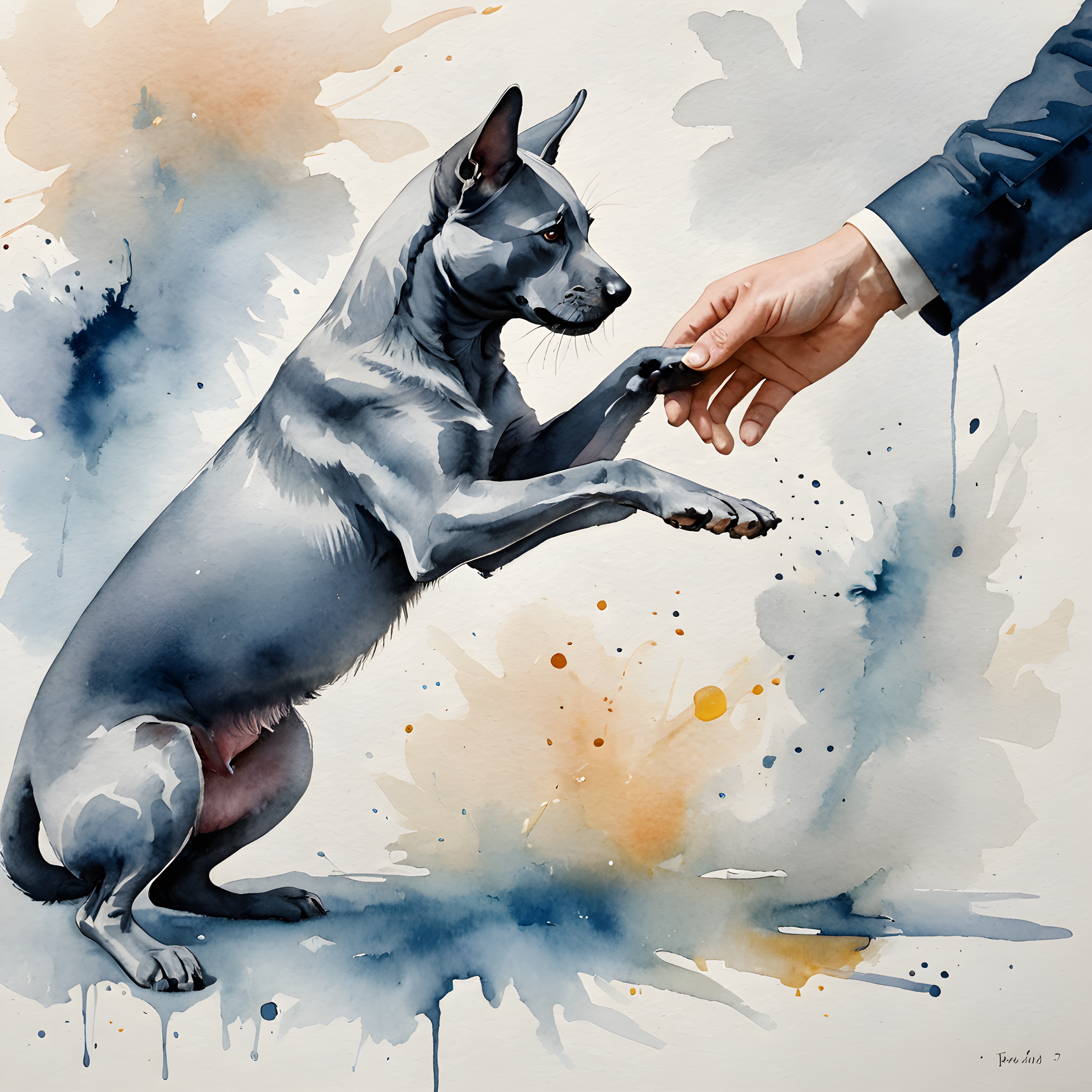Russian Blue — Watercolor (Playful)