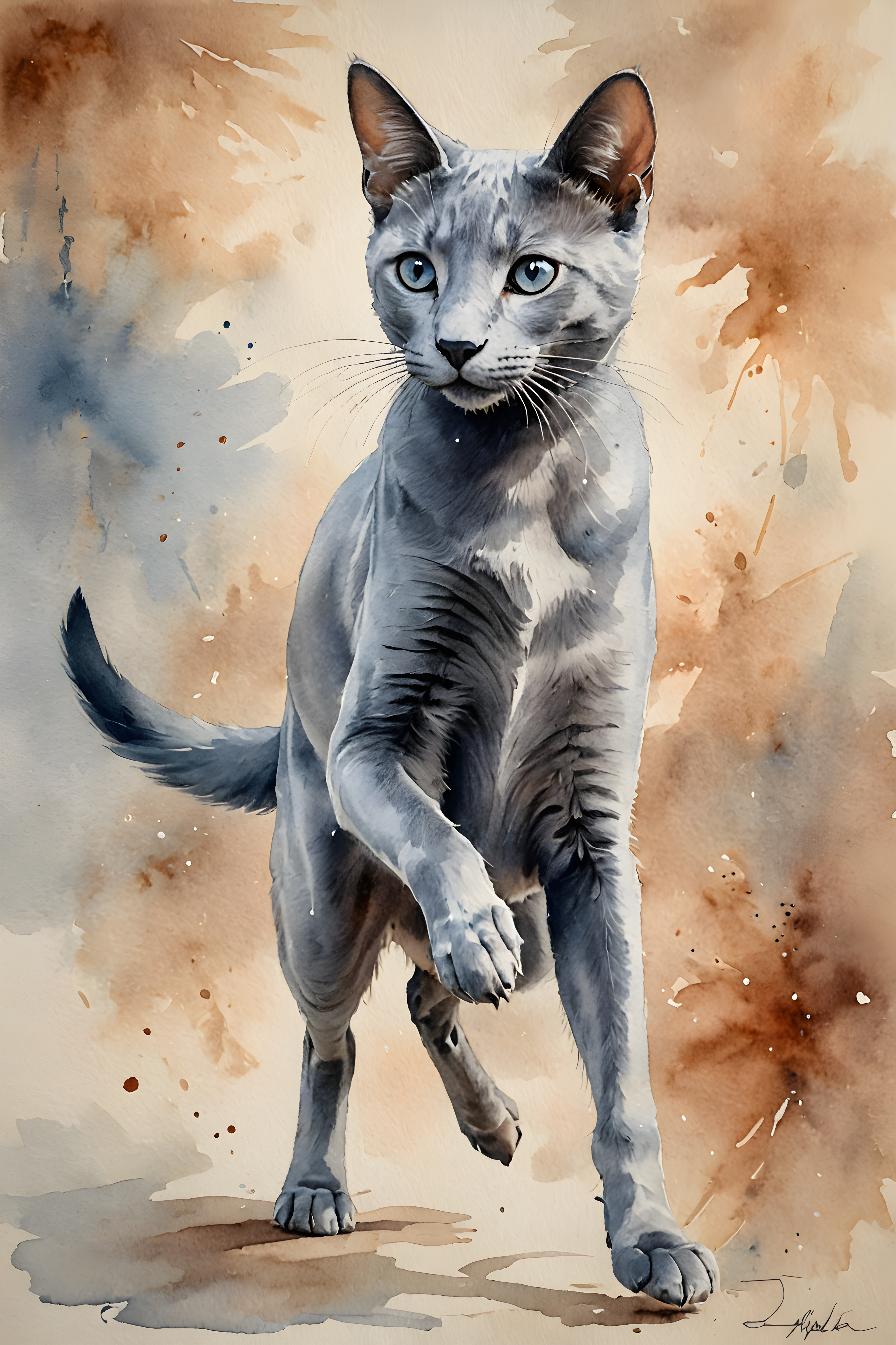 Russian Blue — Watercolor (Romantic)