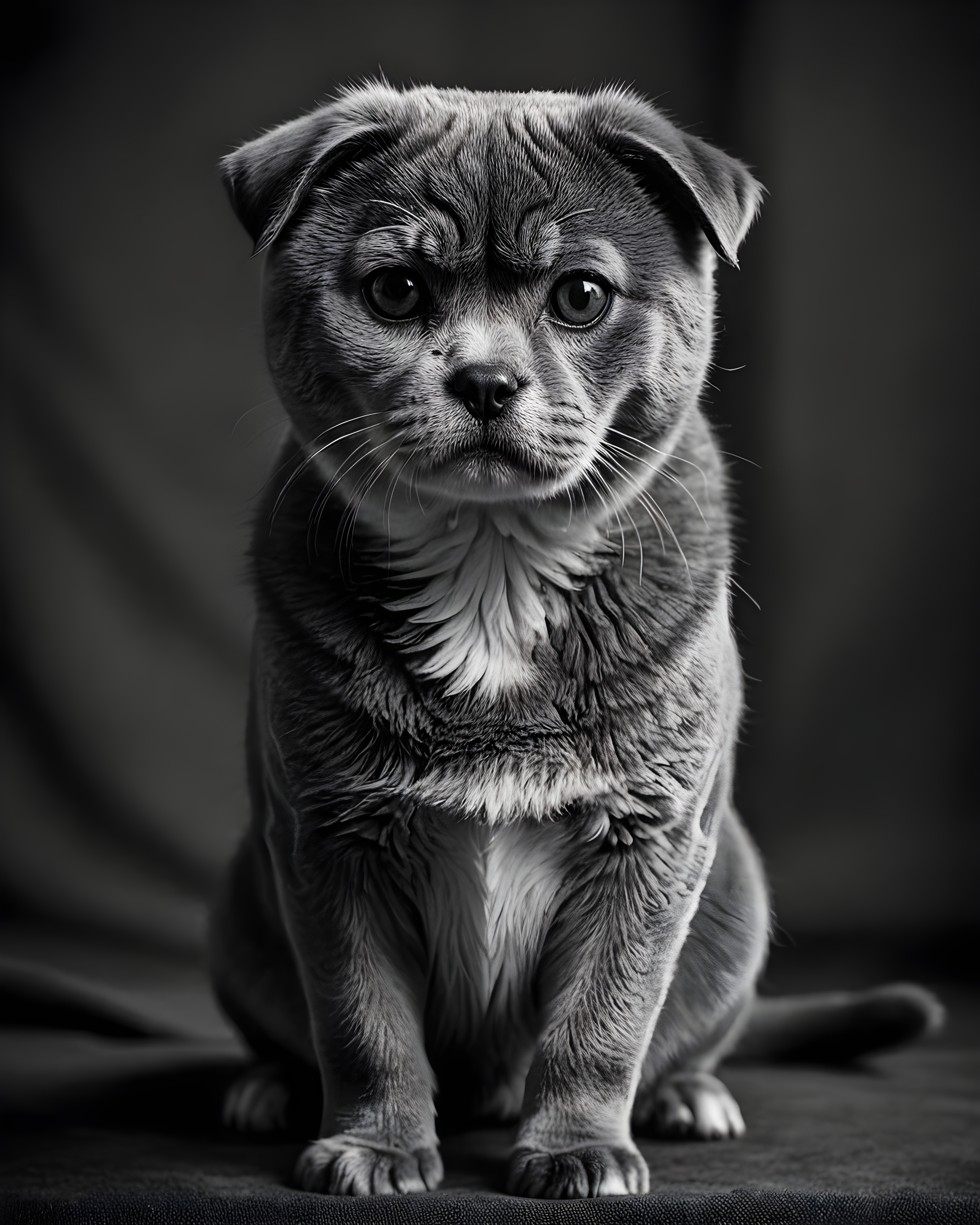 Scottish Fold — Black & White (Emotional)
