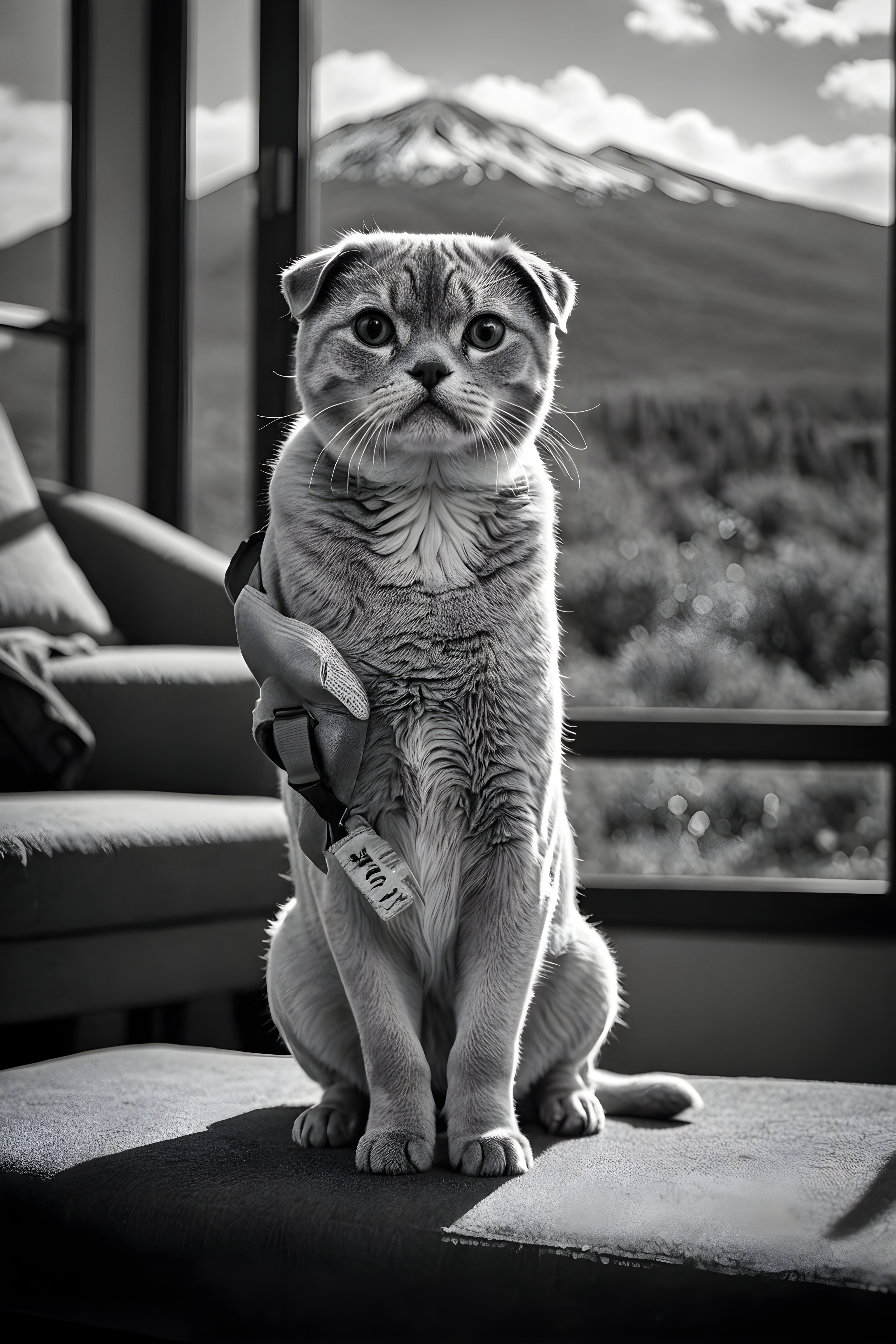 Scottish Fold — Black & White (Motivational)