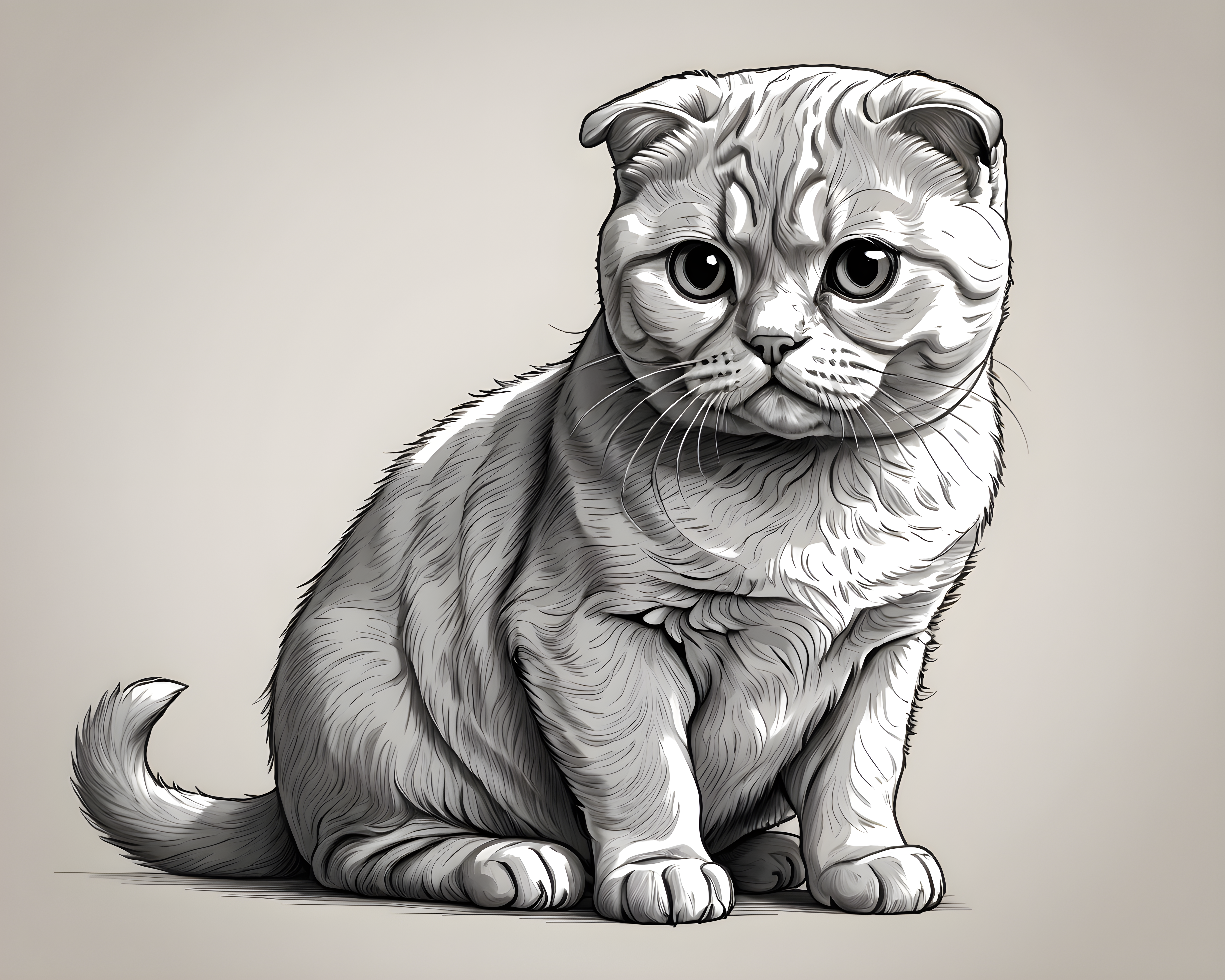 Scottish Fold — Line Art (Emotional)