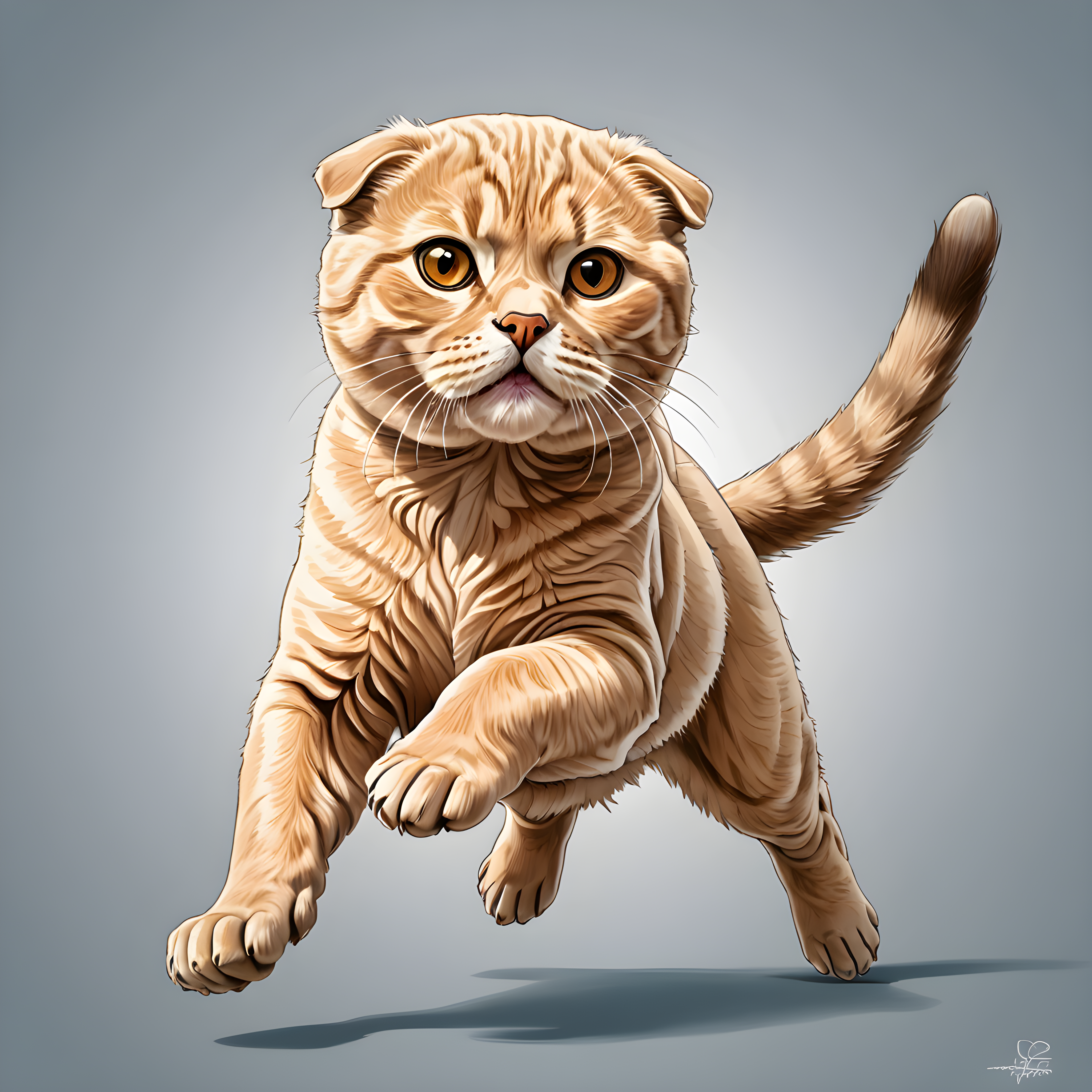 Scottish Fold — Line Art (Energetic)