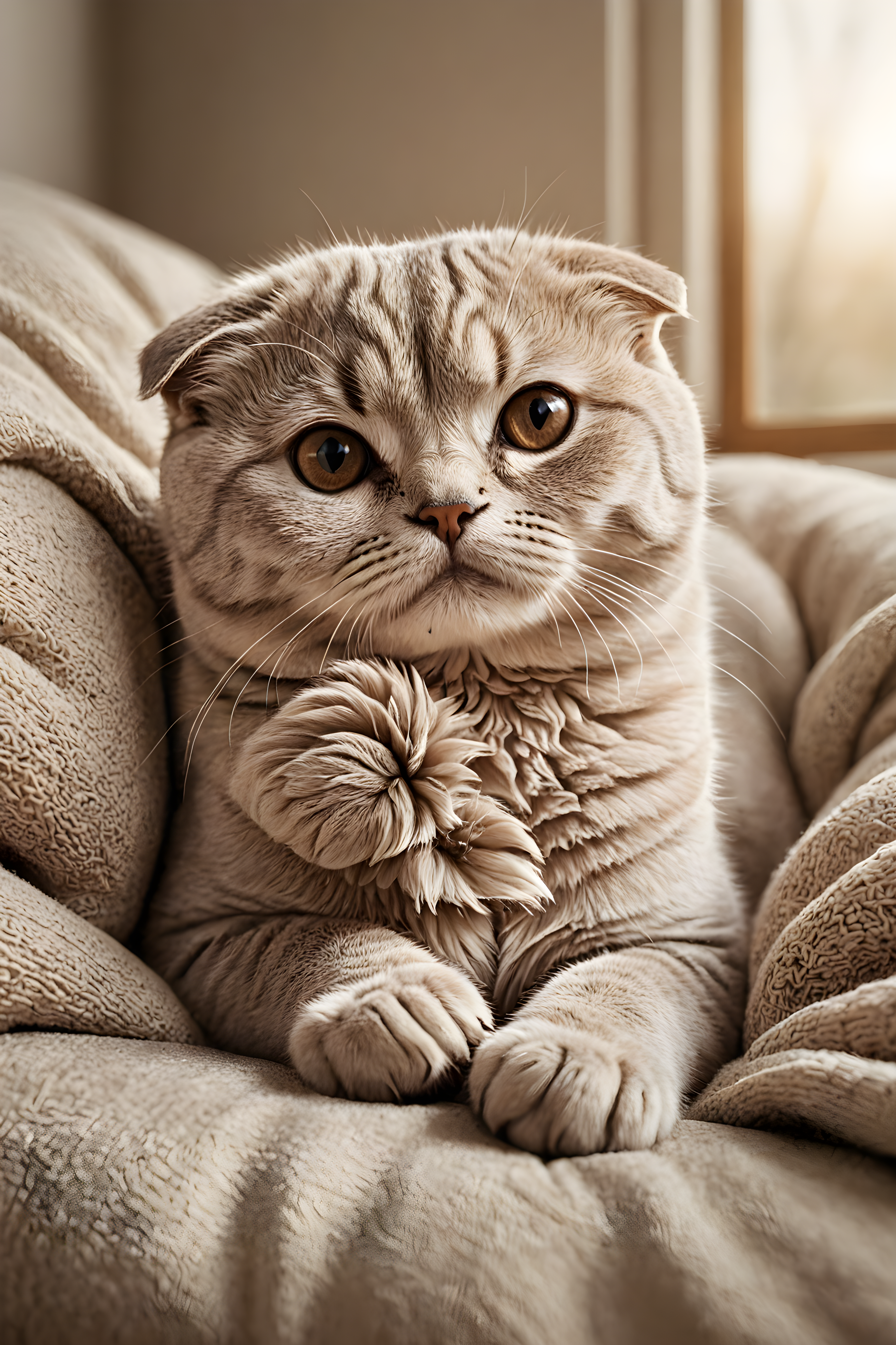 Scottish Fold — Line Art (Sleepy)