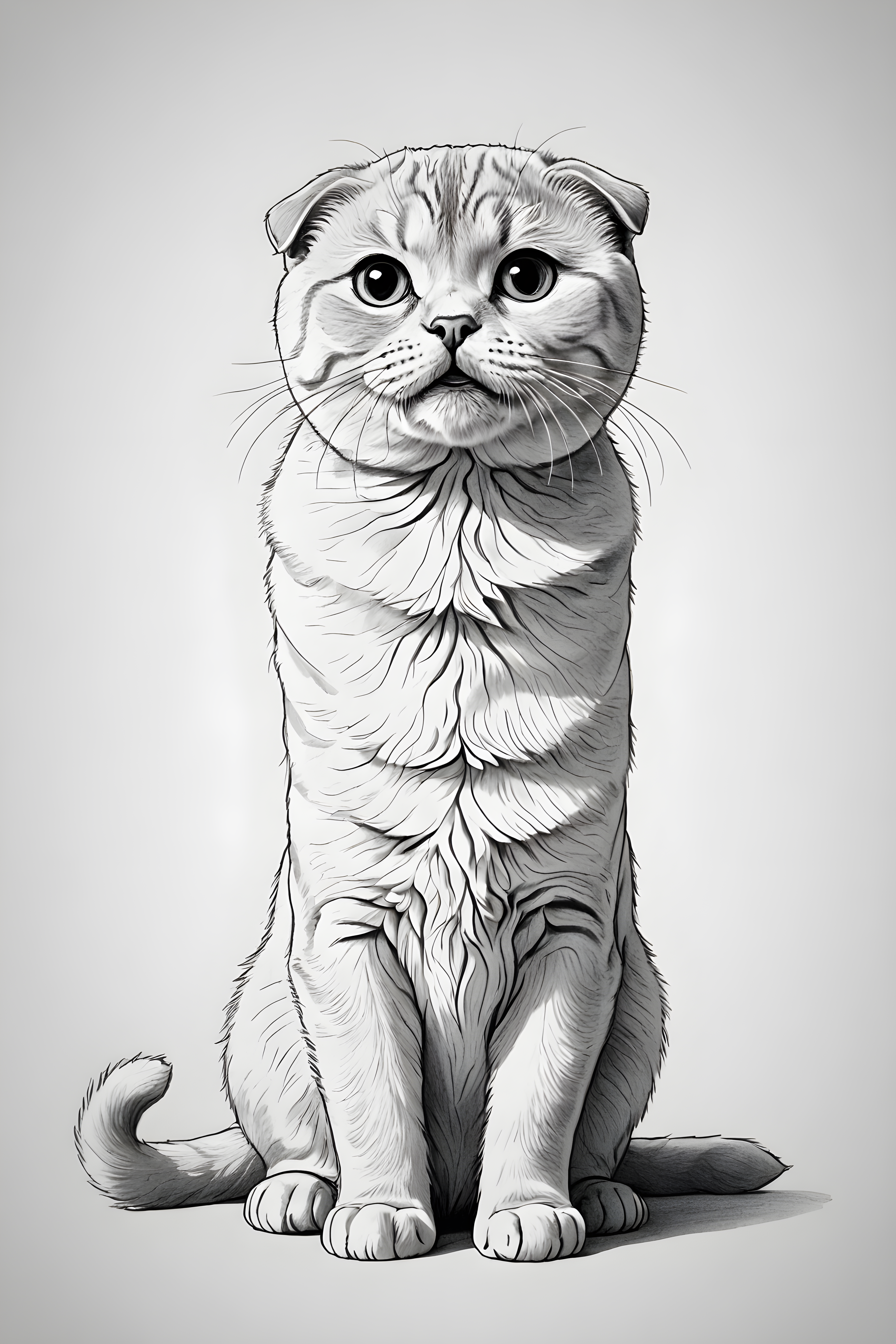 Scottish Fold — Minimalist Line Art (Happy)
