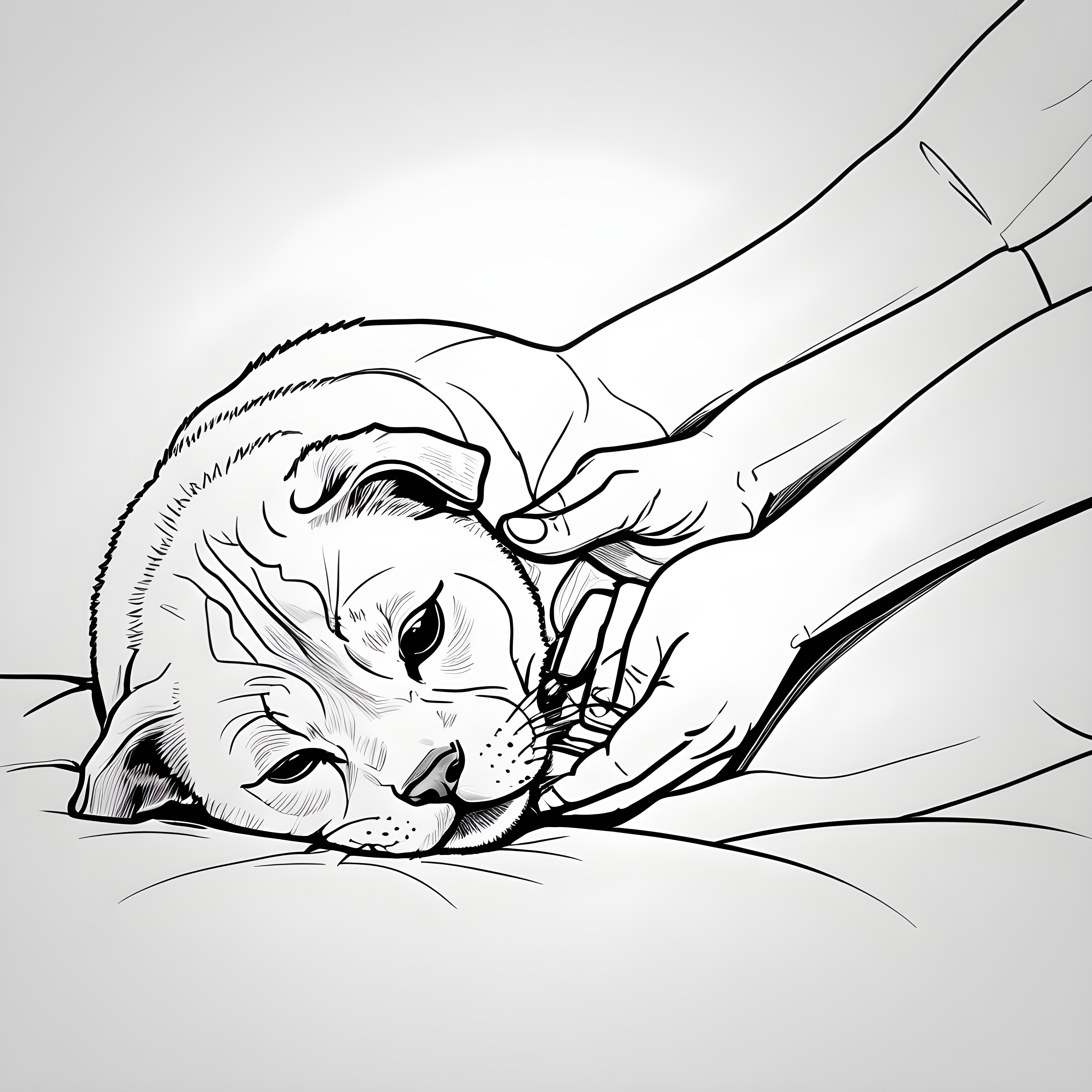 Scottish Fold — Minimalist Line Art (Sleepy)