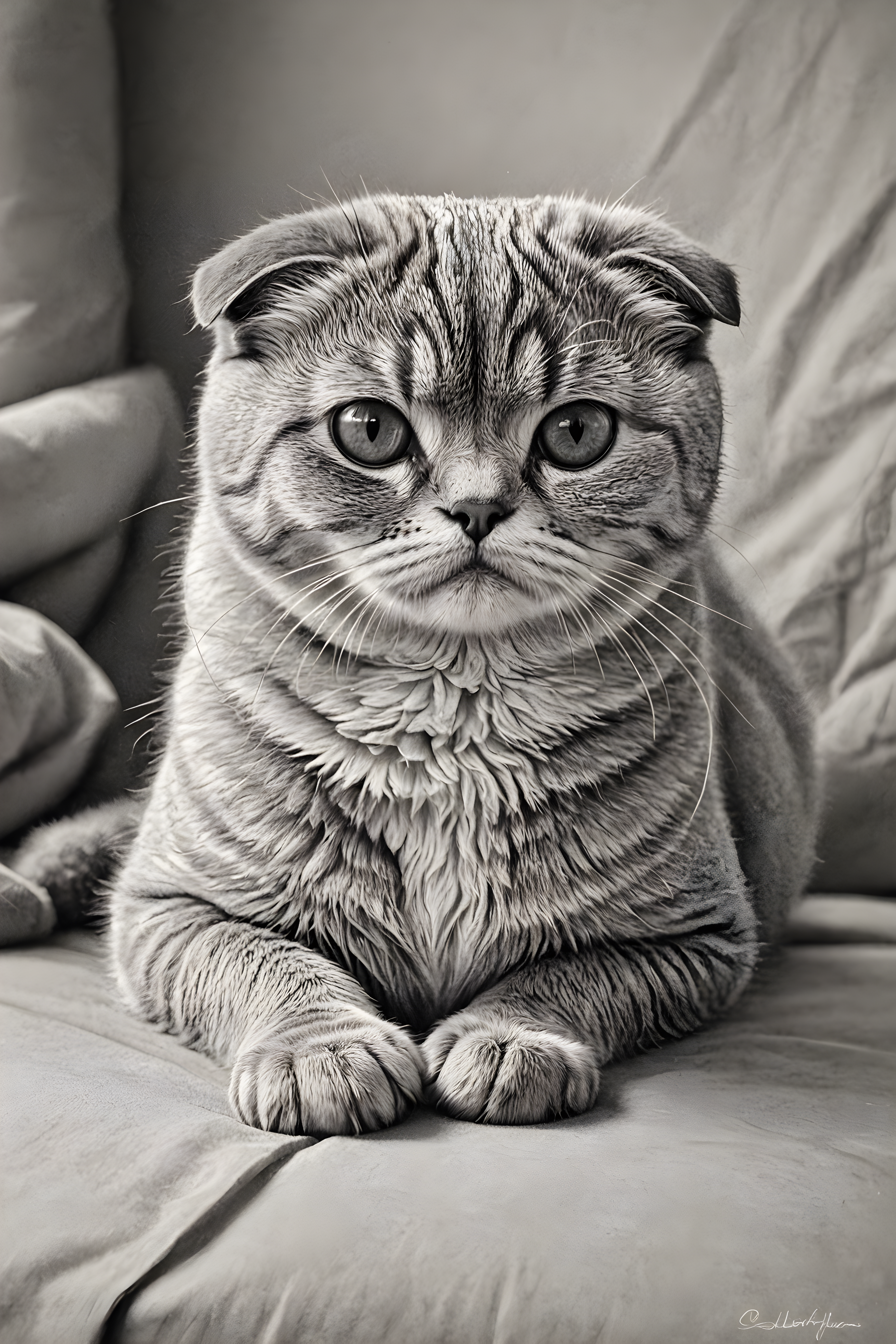 Scottish Fold — Pencil Sketch (Emotional)