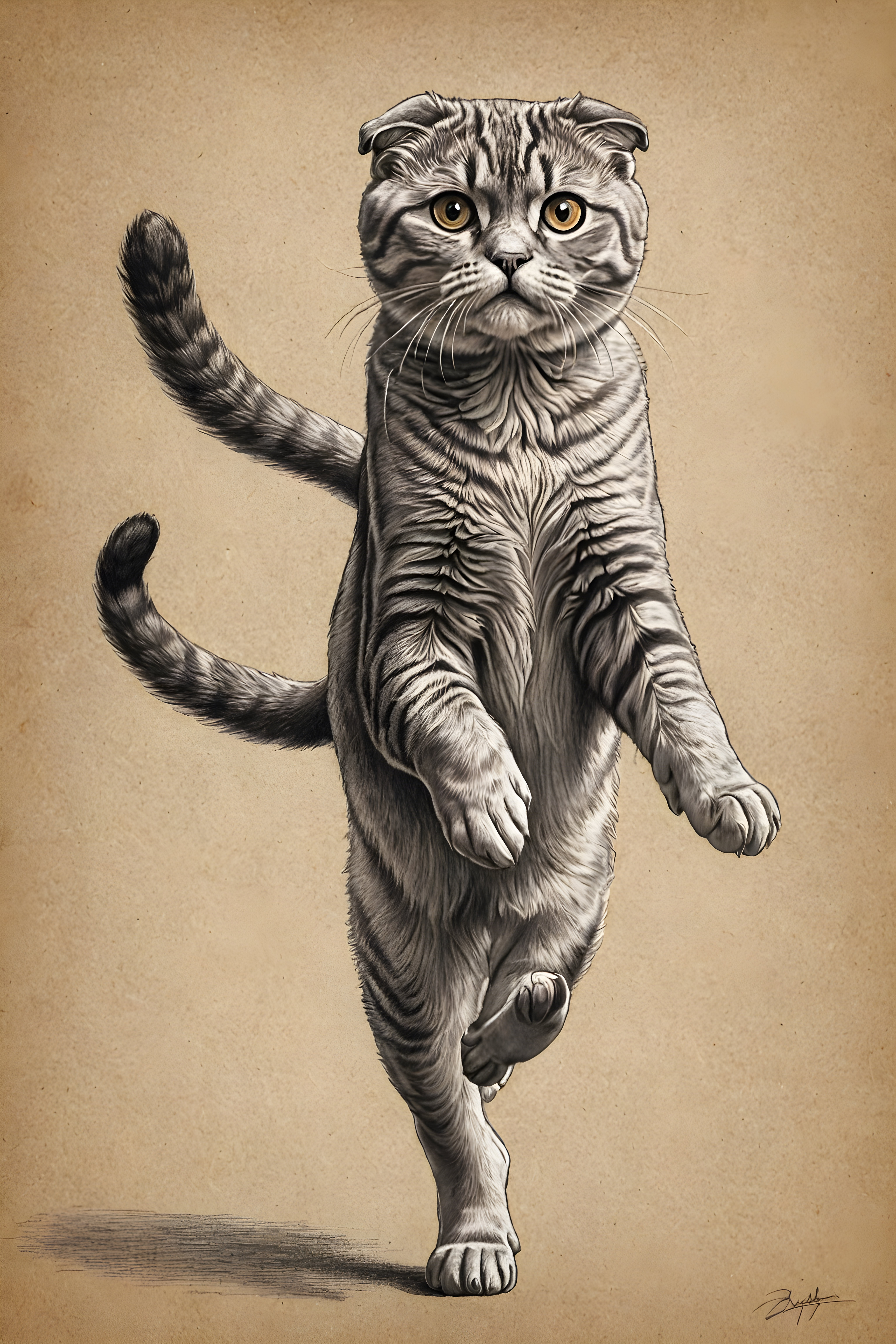 Scottish Fold — Pencil Sketch (Motivational)