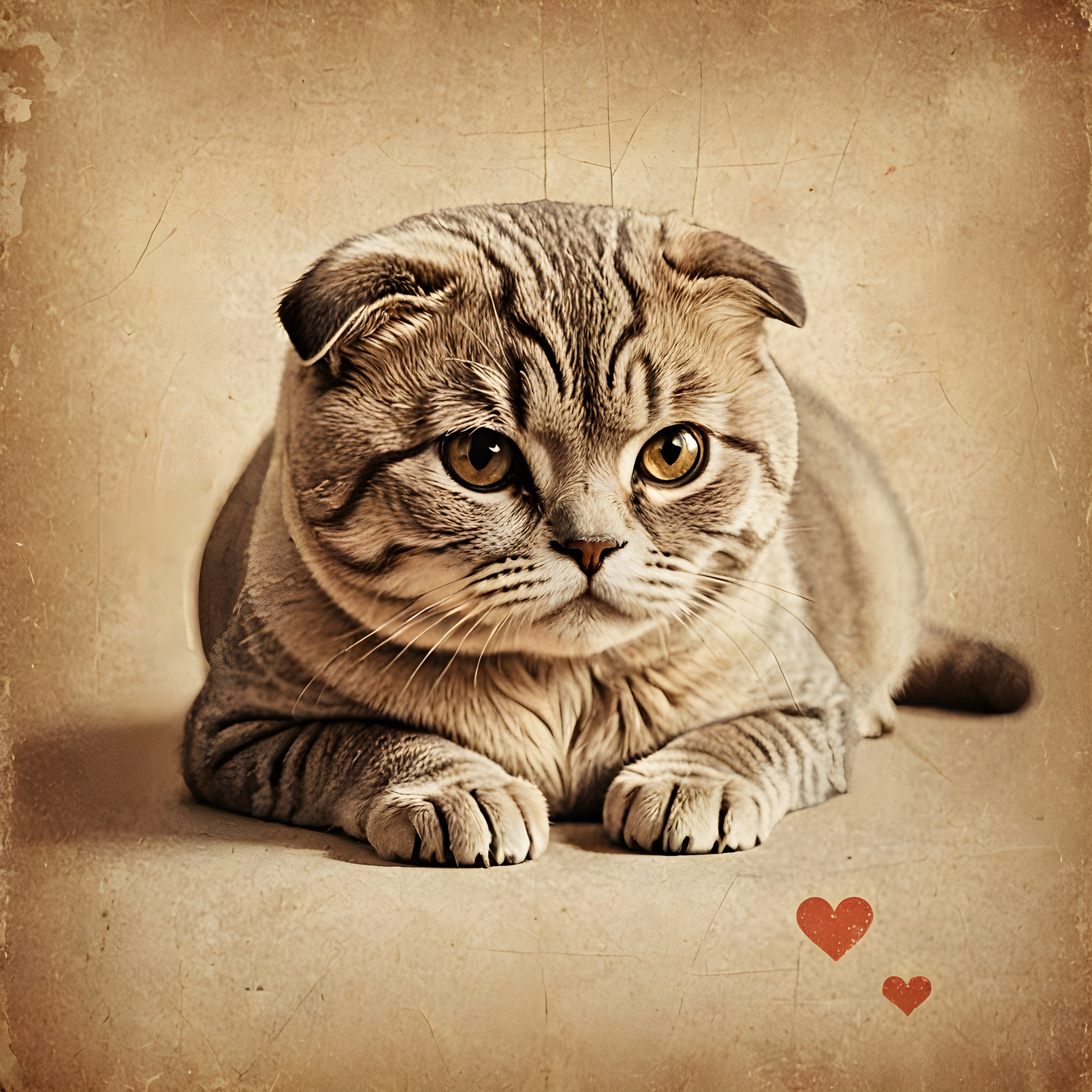Scottish Fold — Vintage Poster (Romantic)