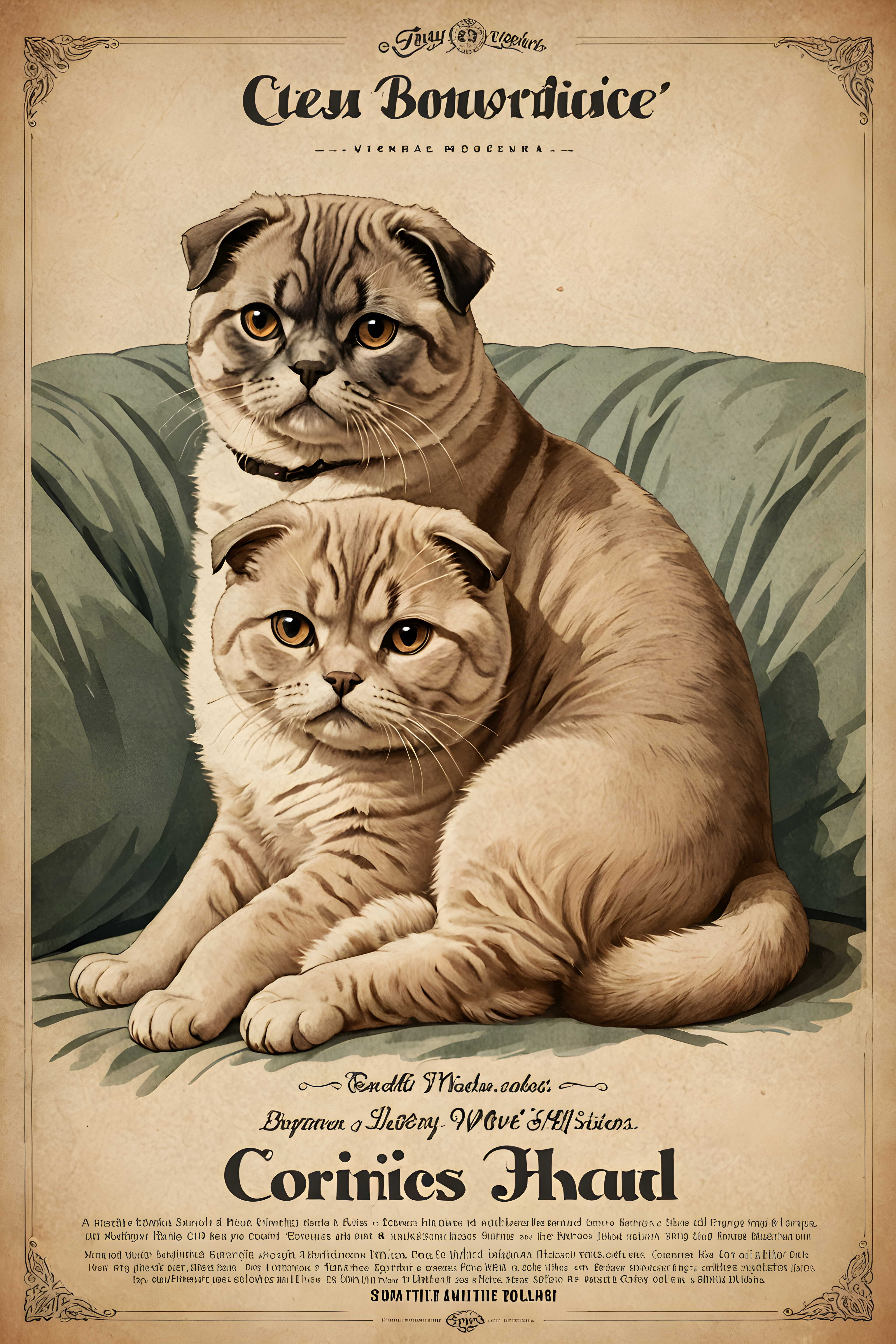 Scottish Fold — Vintage Poster (Sleepy)