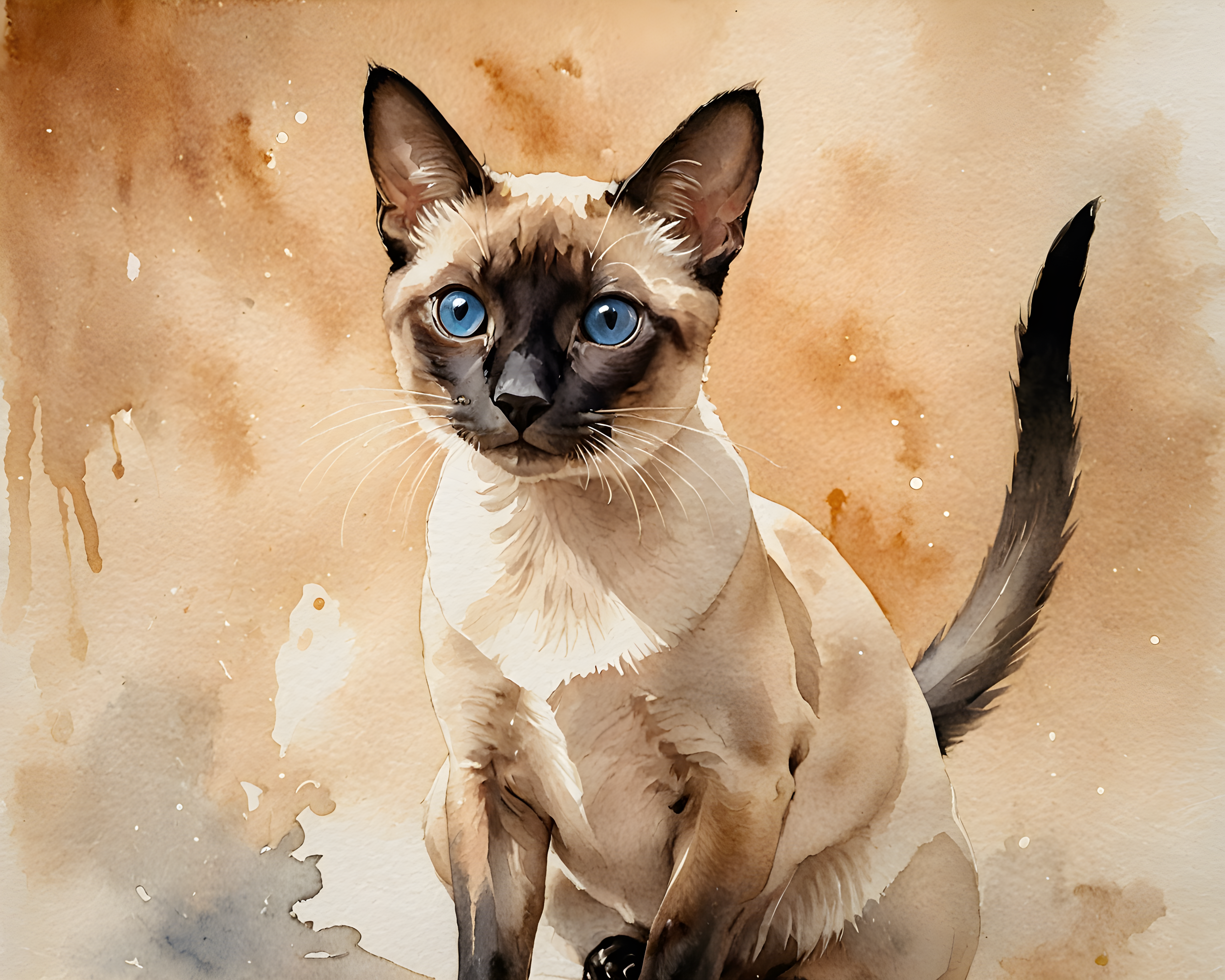 Siamese — Watercolor (Happy)