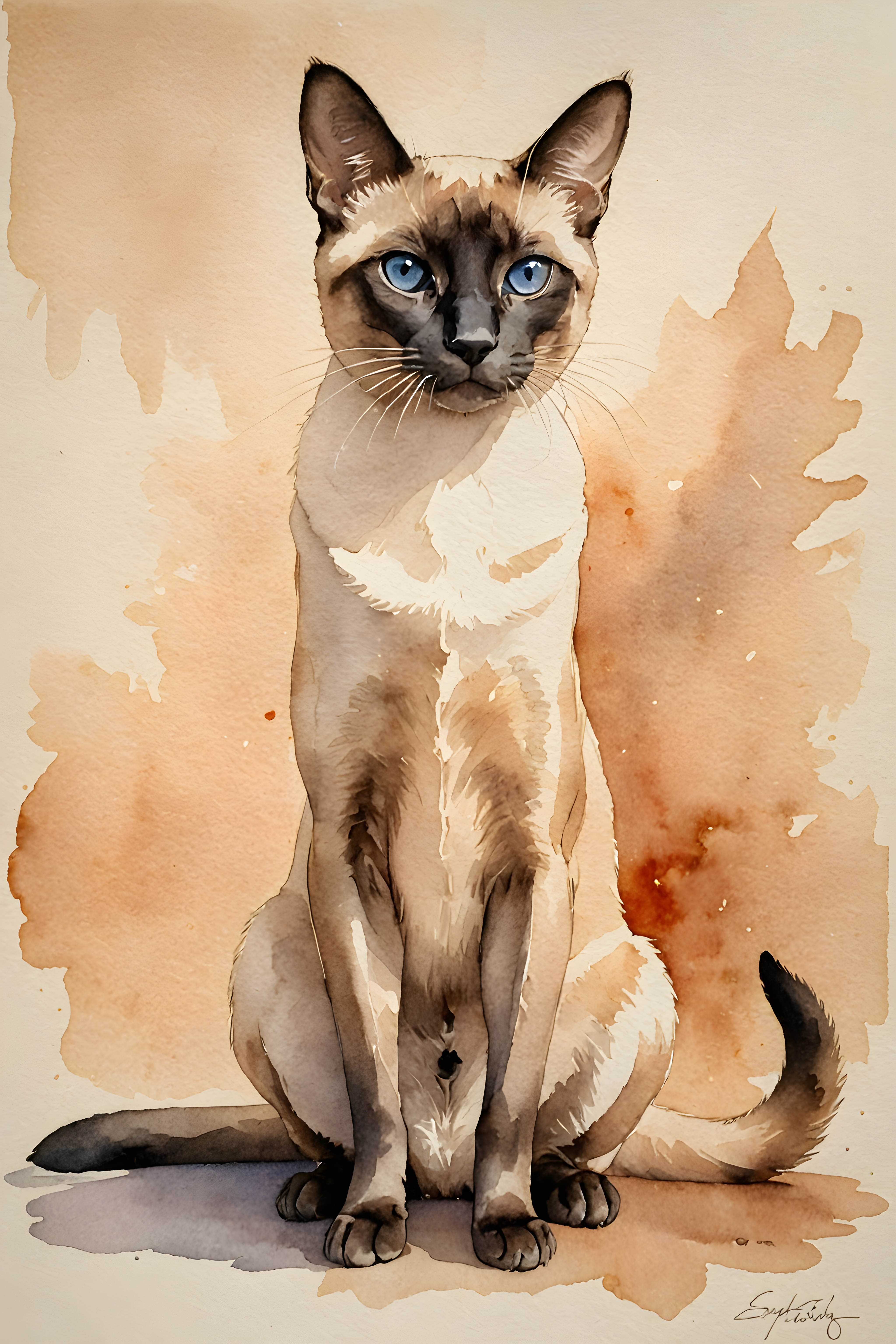 Siamese — Watercolor (Happy)
