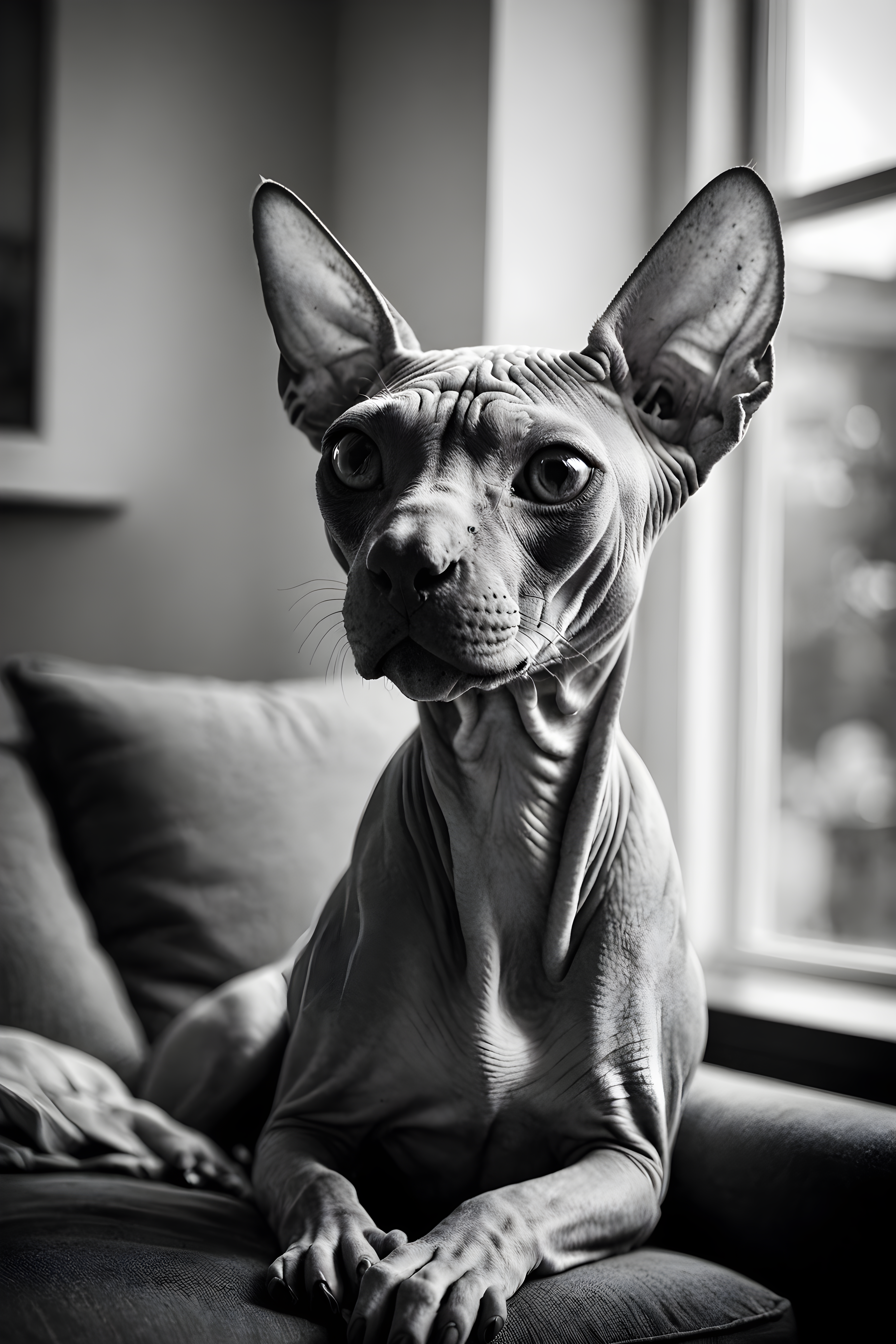 Sphynx — Black & White (Lifestyle)