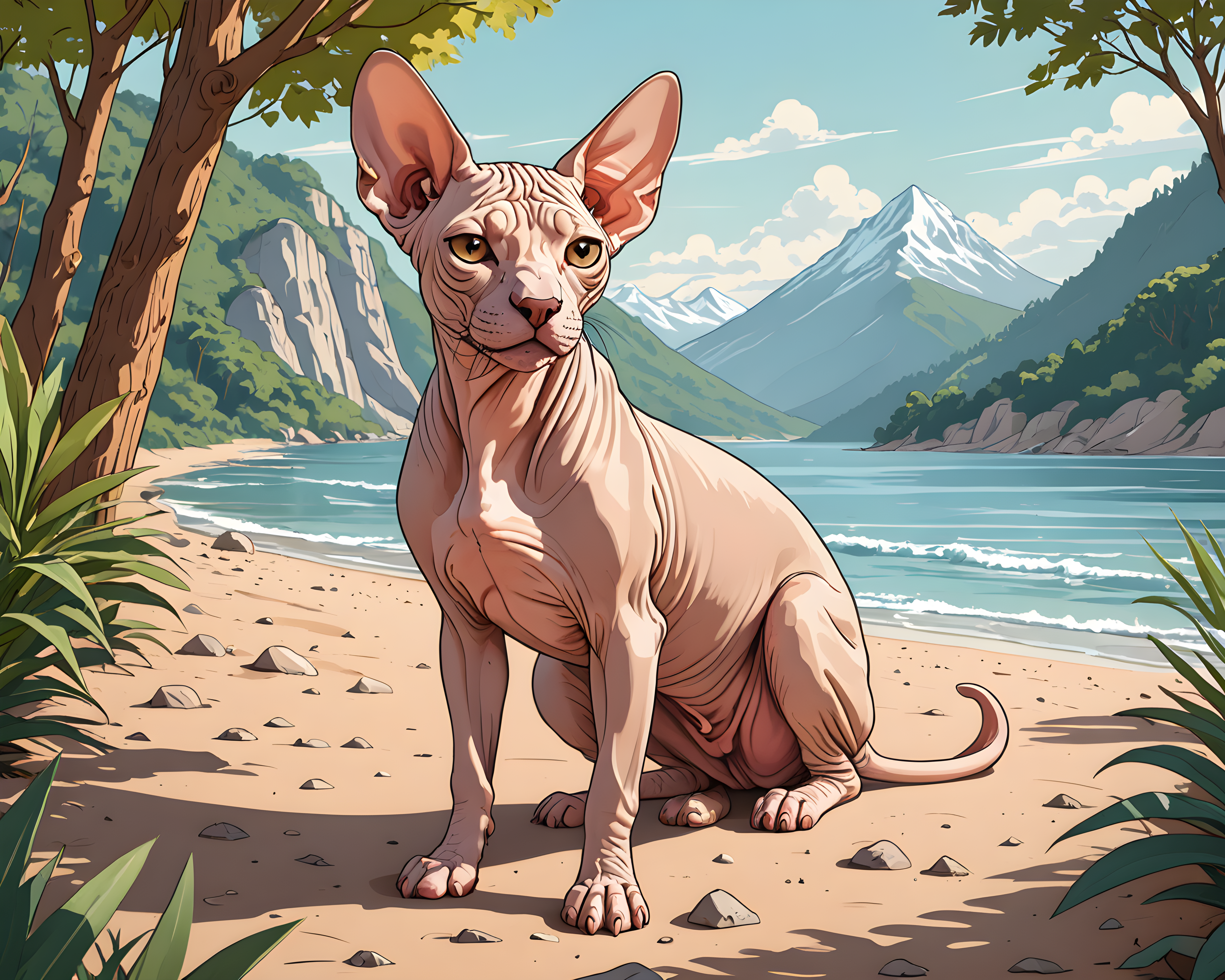 Sphynx — Line Art (Happy)