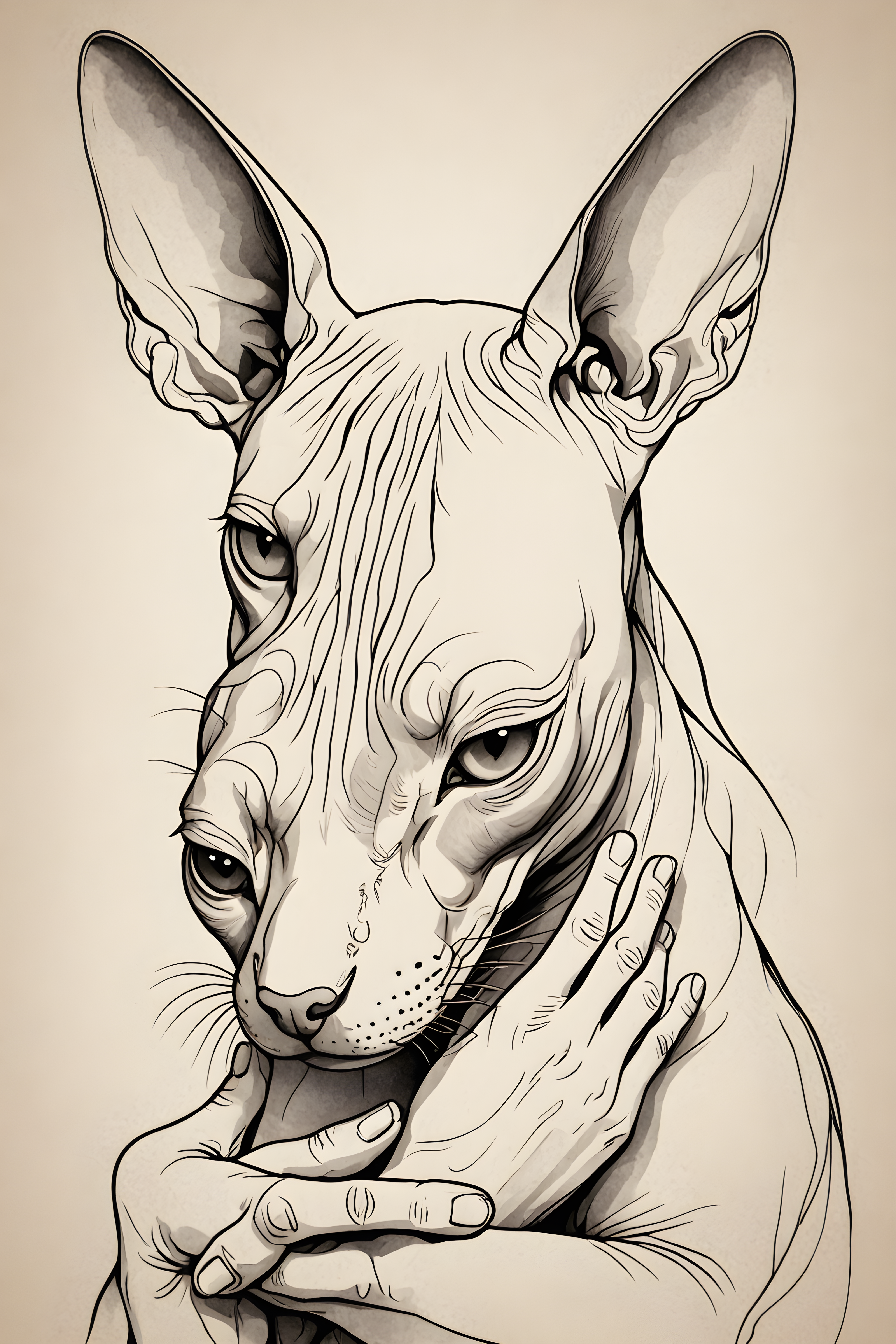 Sphynx — Line Art (Sleepy)