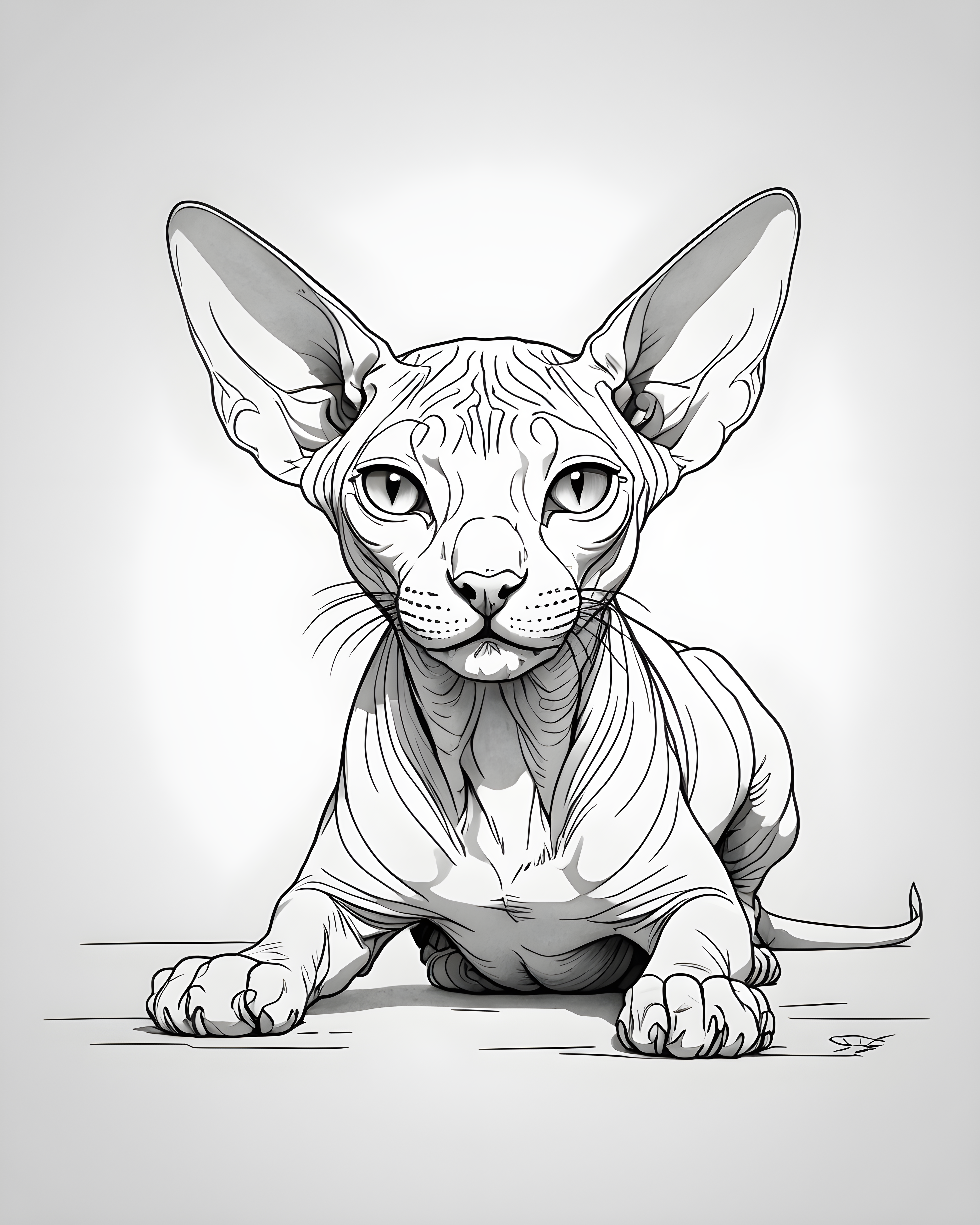 Sphynx — Minimalist Line Art (Happy)