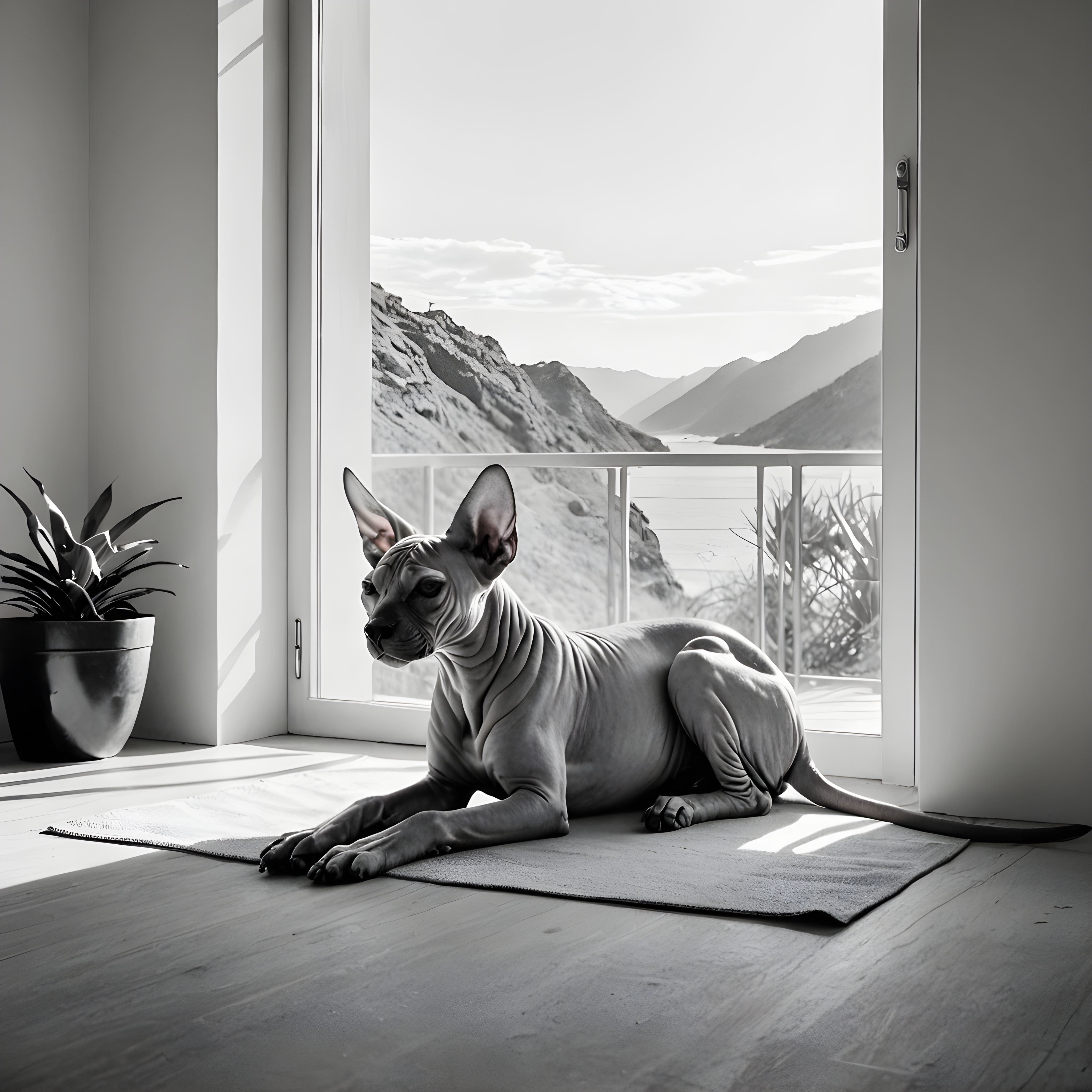Sphynx — Minimalist Line Art (Sleepy)