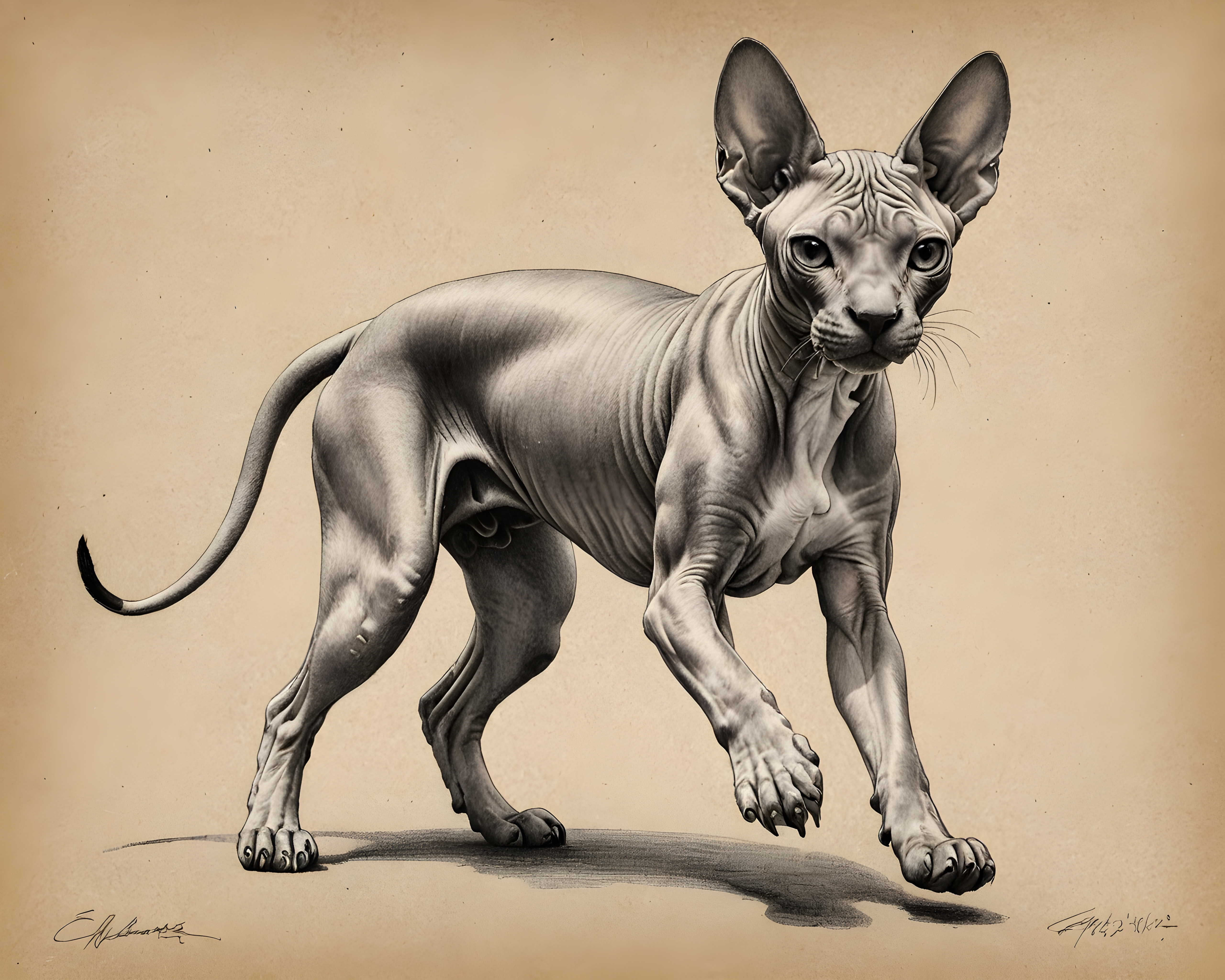 Sphynx — Pencil Sketch (Playful)