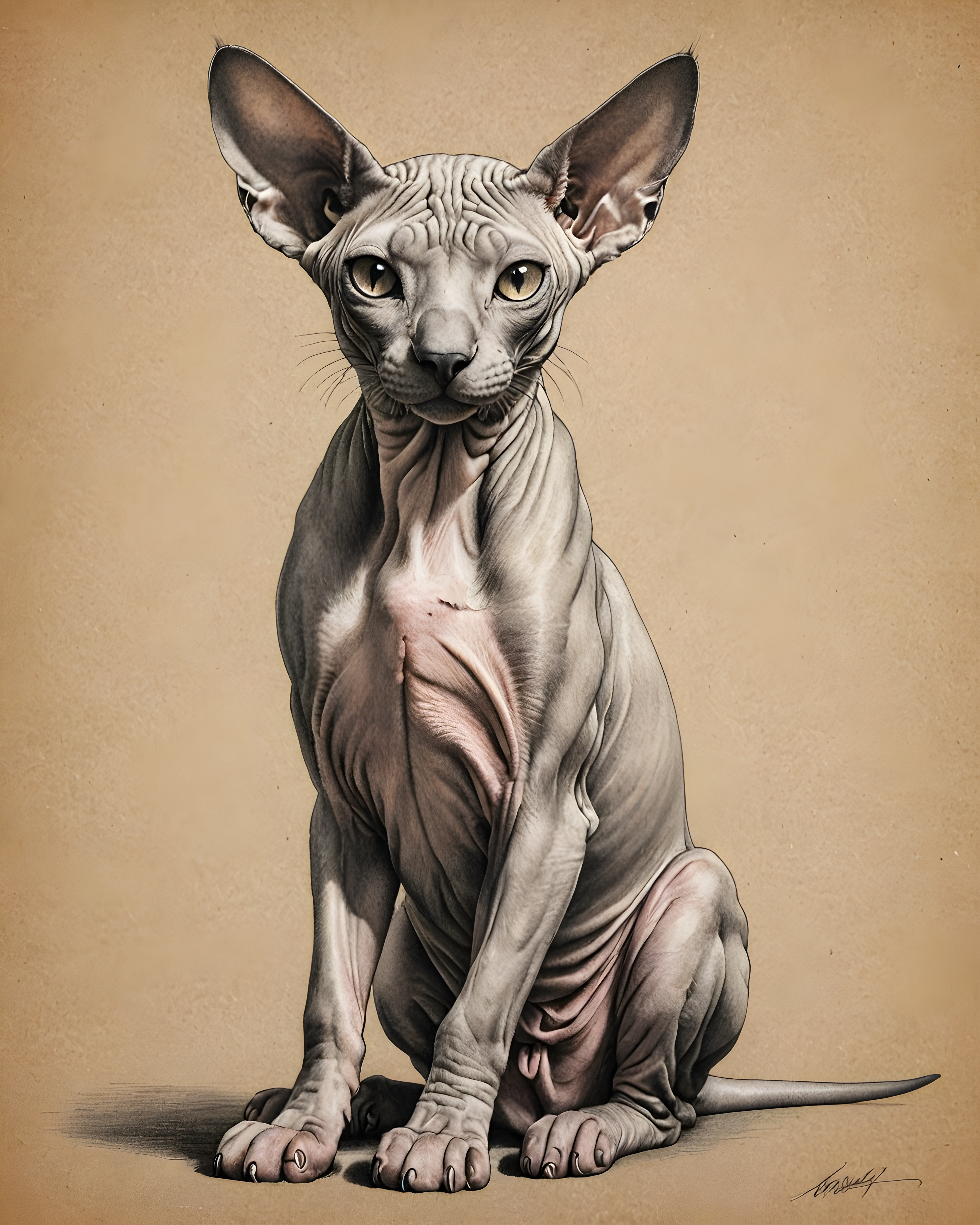 Sphynx — Pencil Sketch (Romantic)