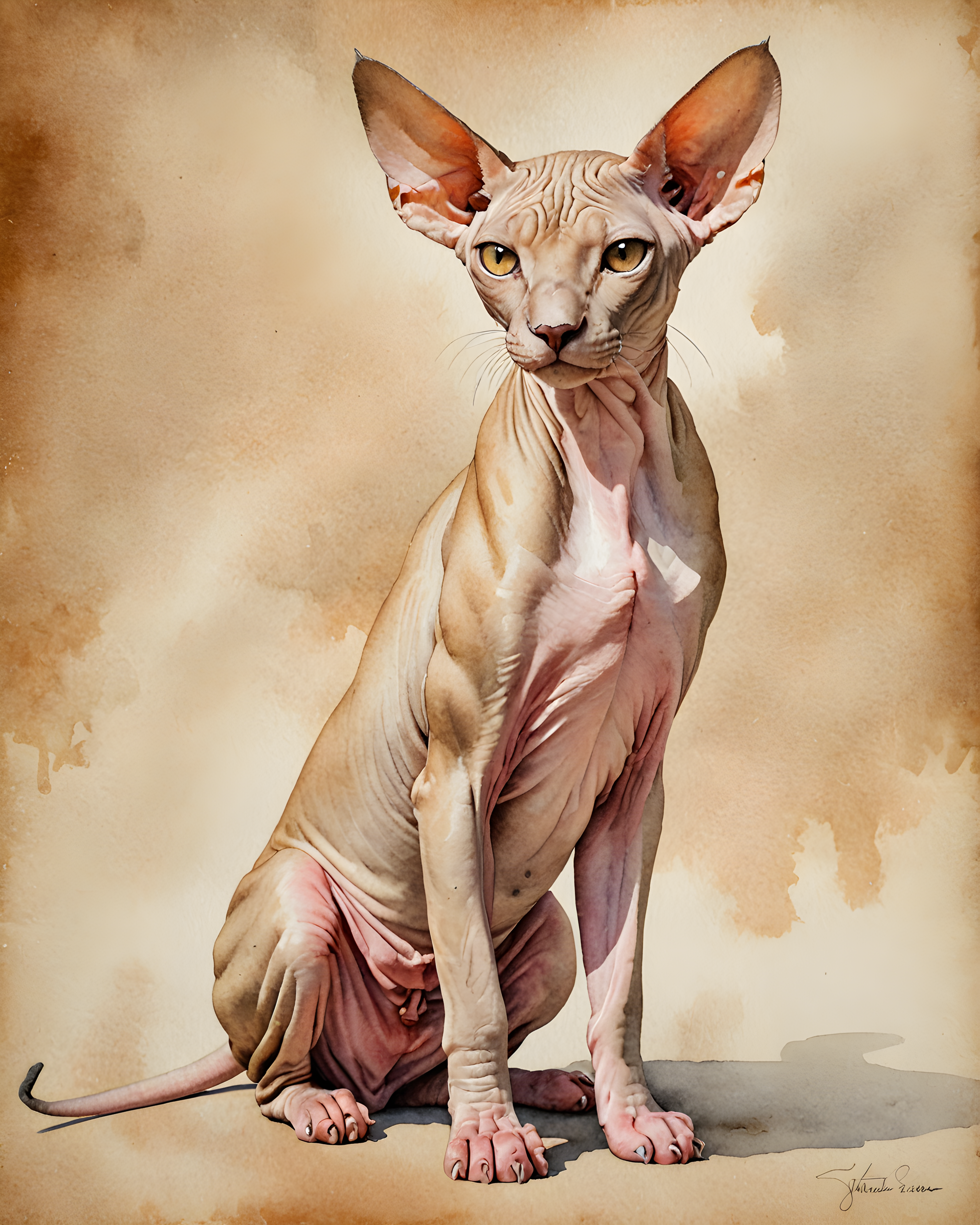 Sphynx — Watercolor (Emotional)