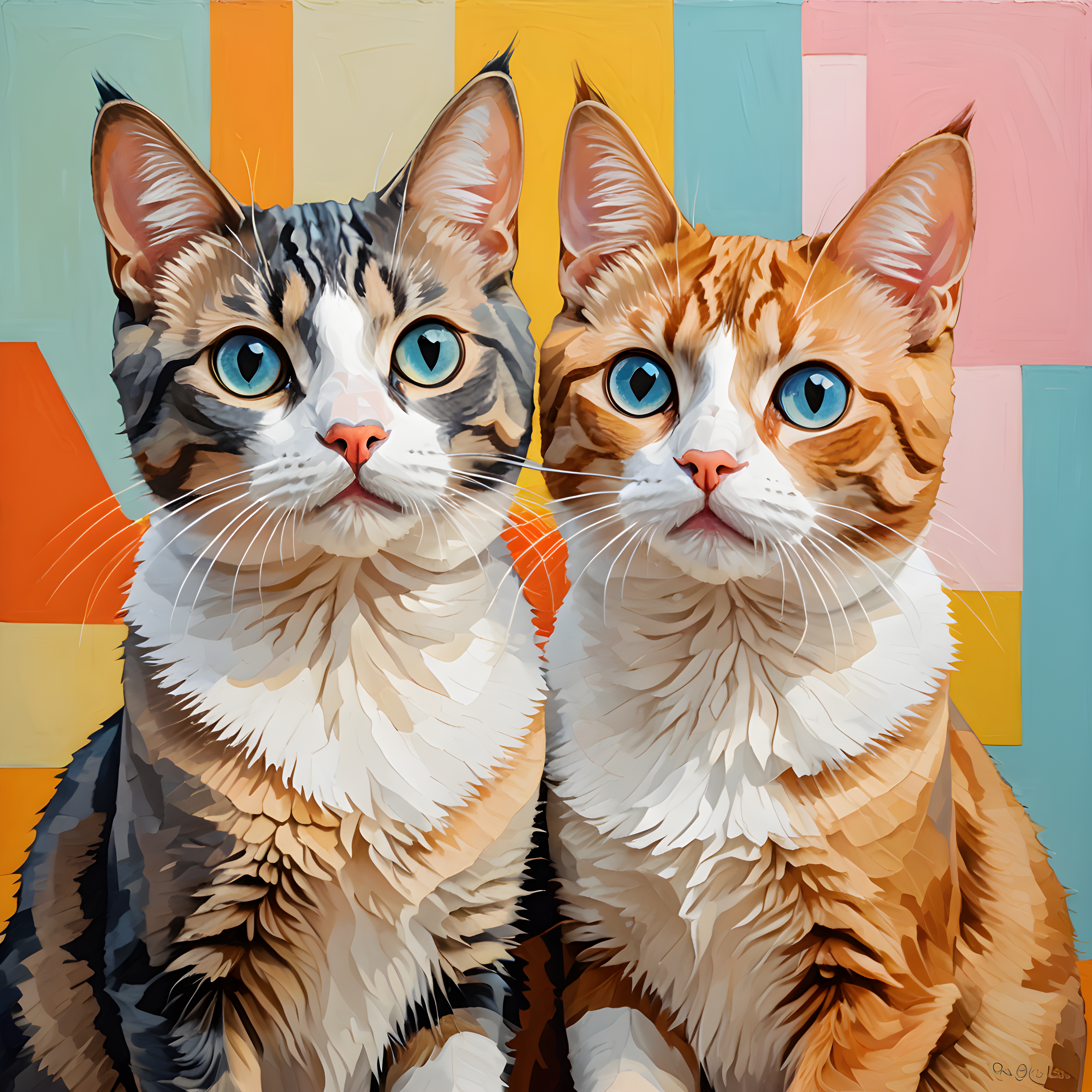 Bonded Pair Cats — Abstract (Cute)