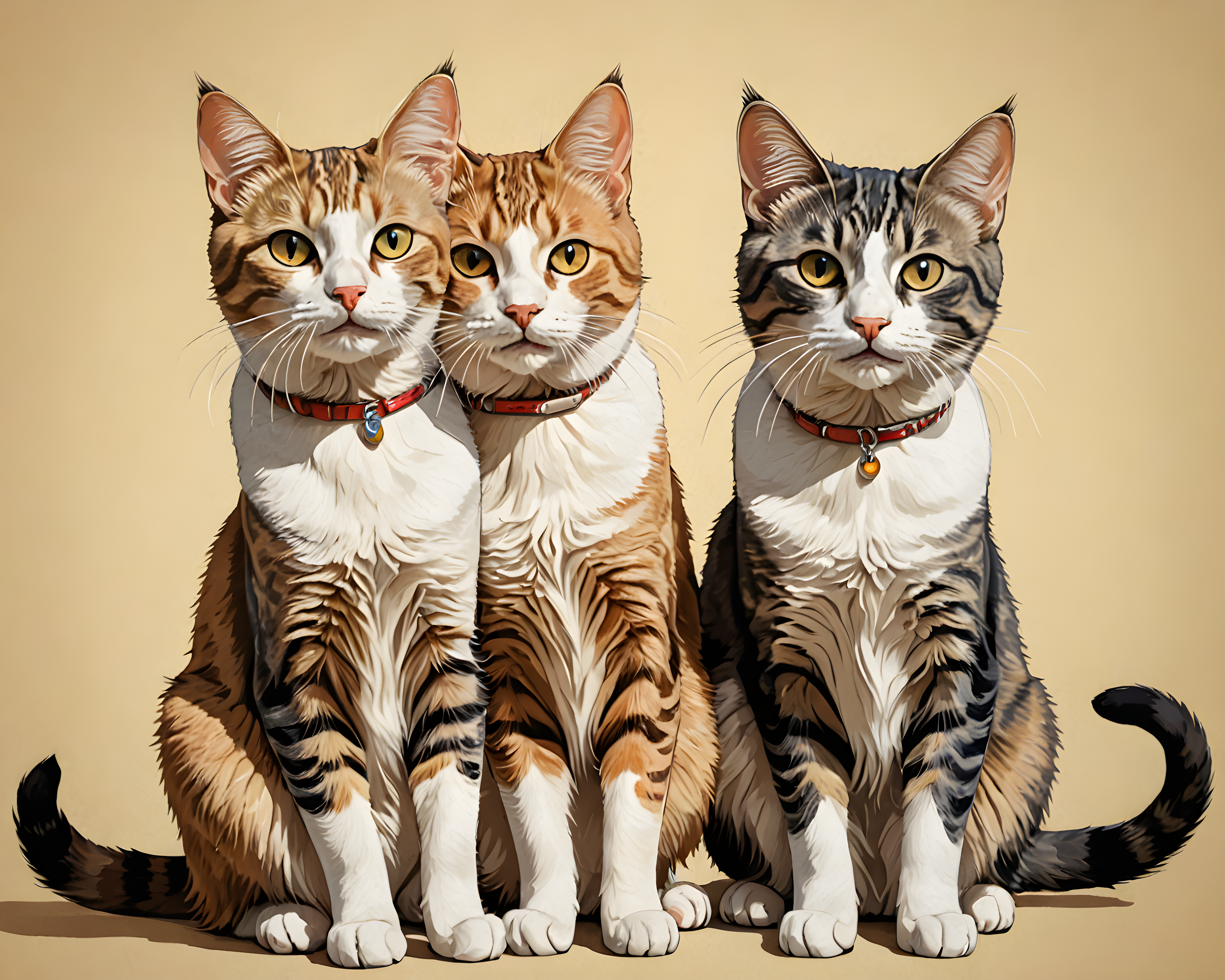 Bonded Pair Cats — Retro (Happy)