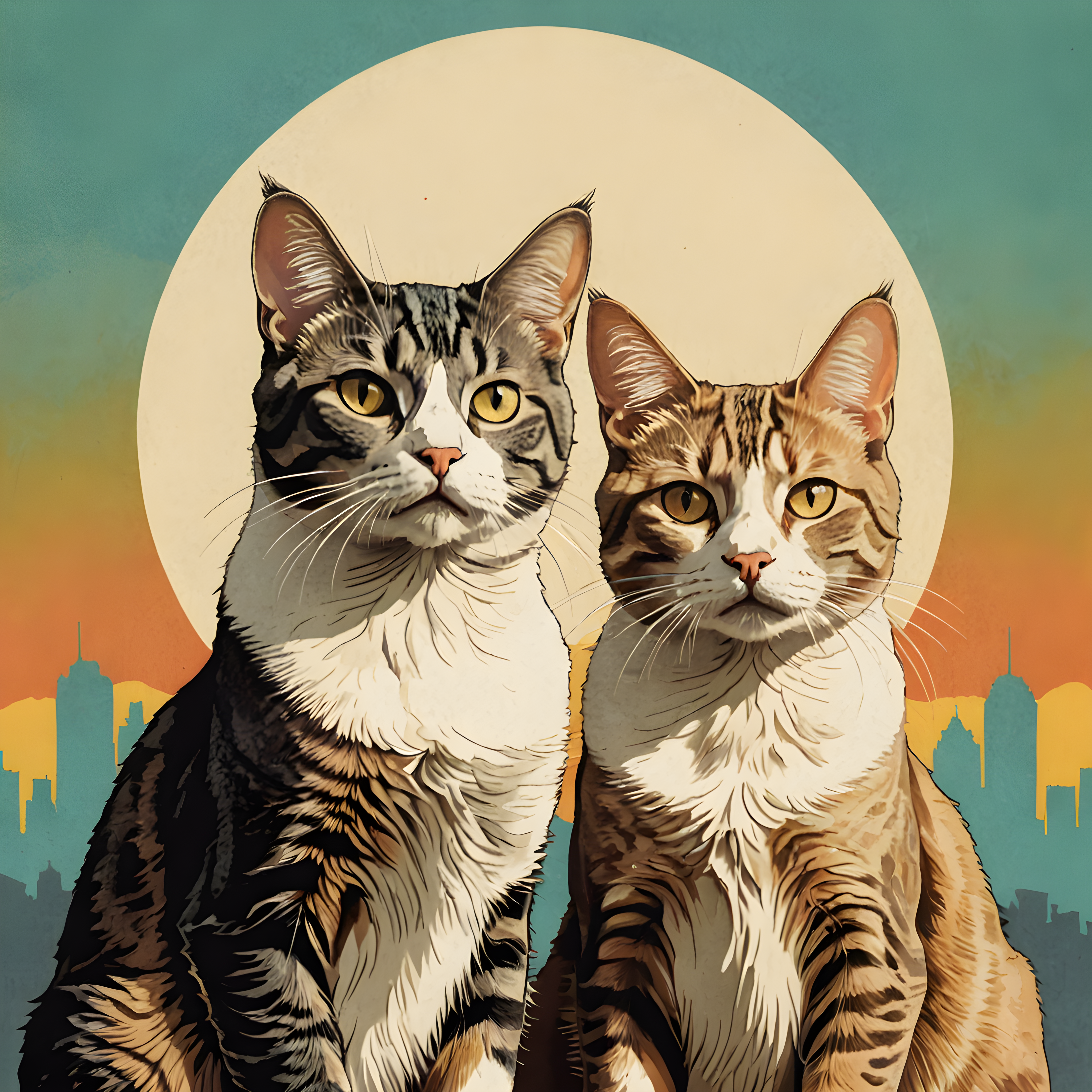 Bonded Pair Cats — Retro (Motivational)