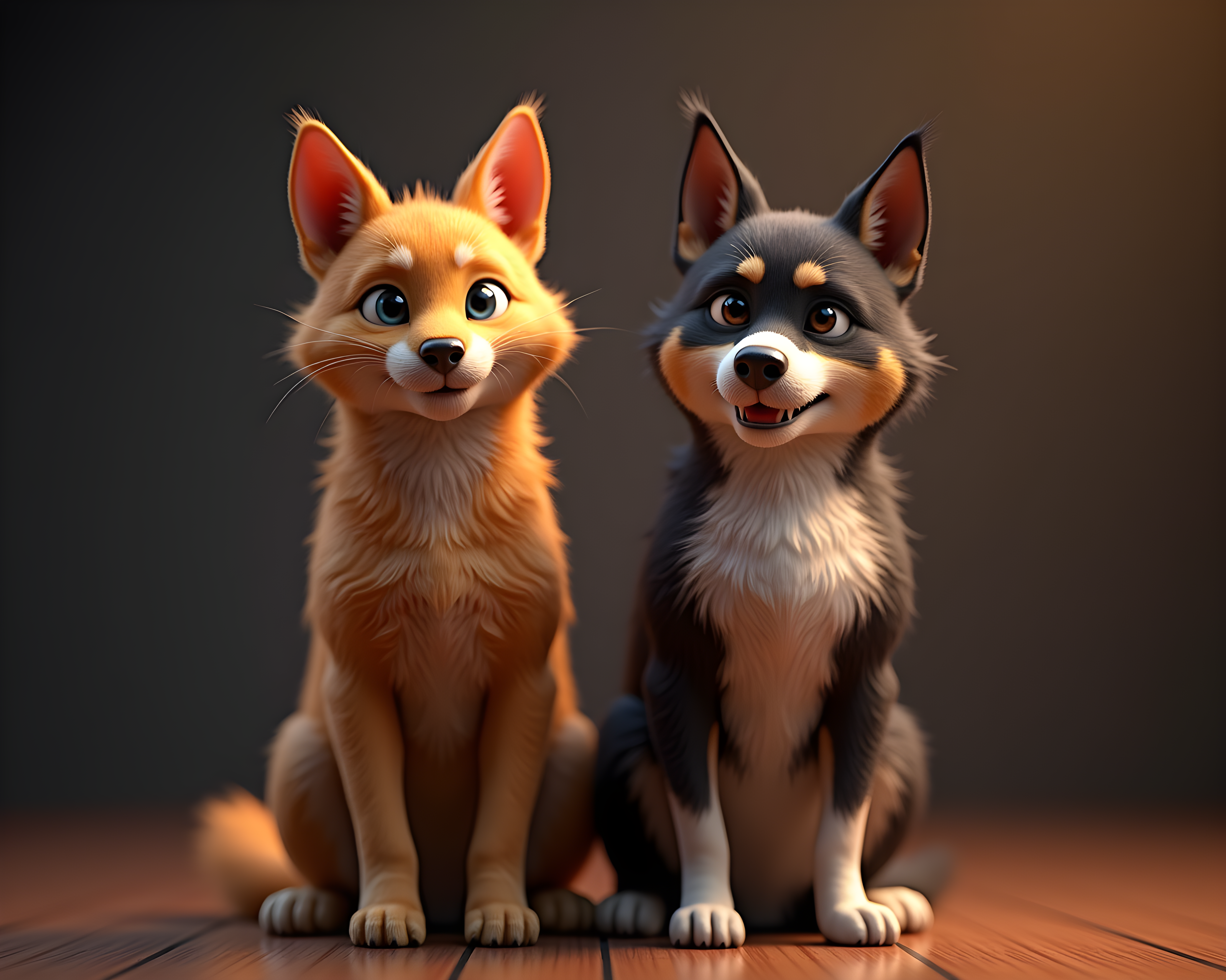 Cat And Dog Pair — 3D Render (Motivational)