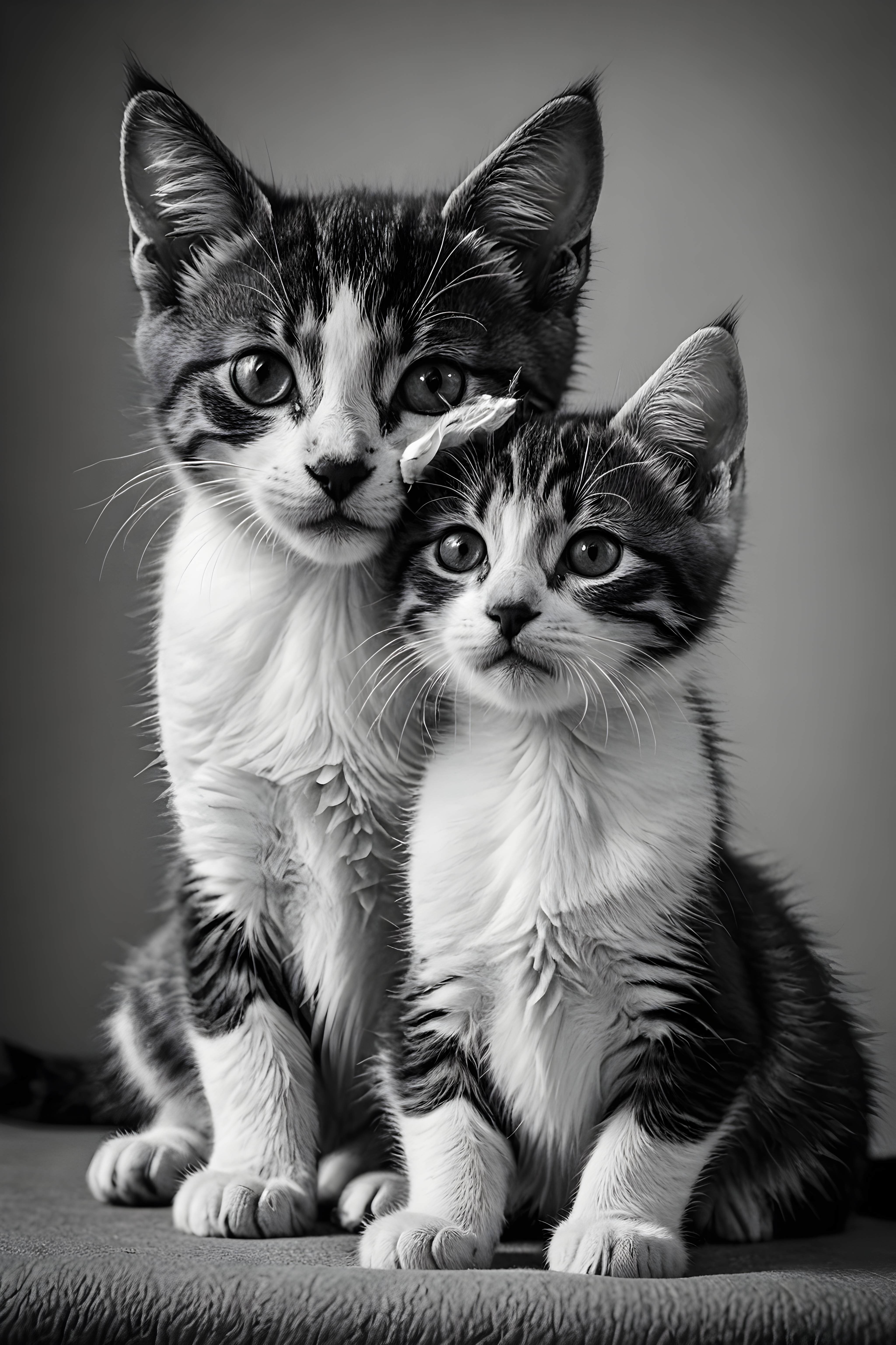 Kitten Couple — Black & White (Emotional)