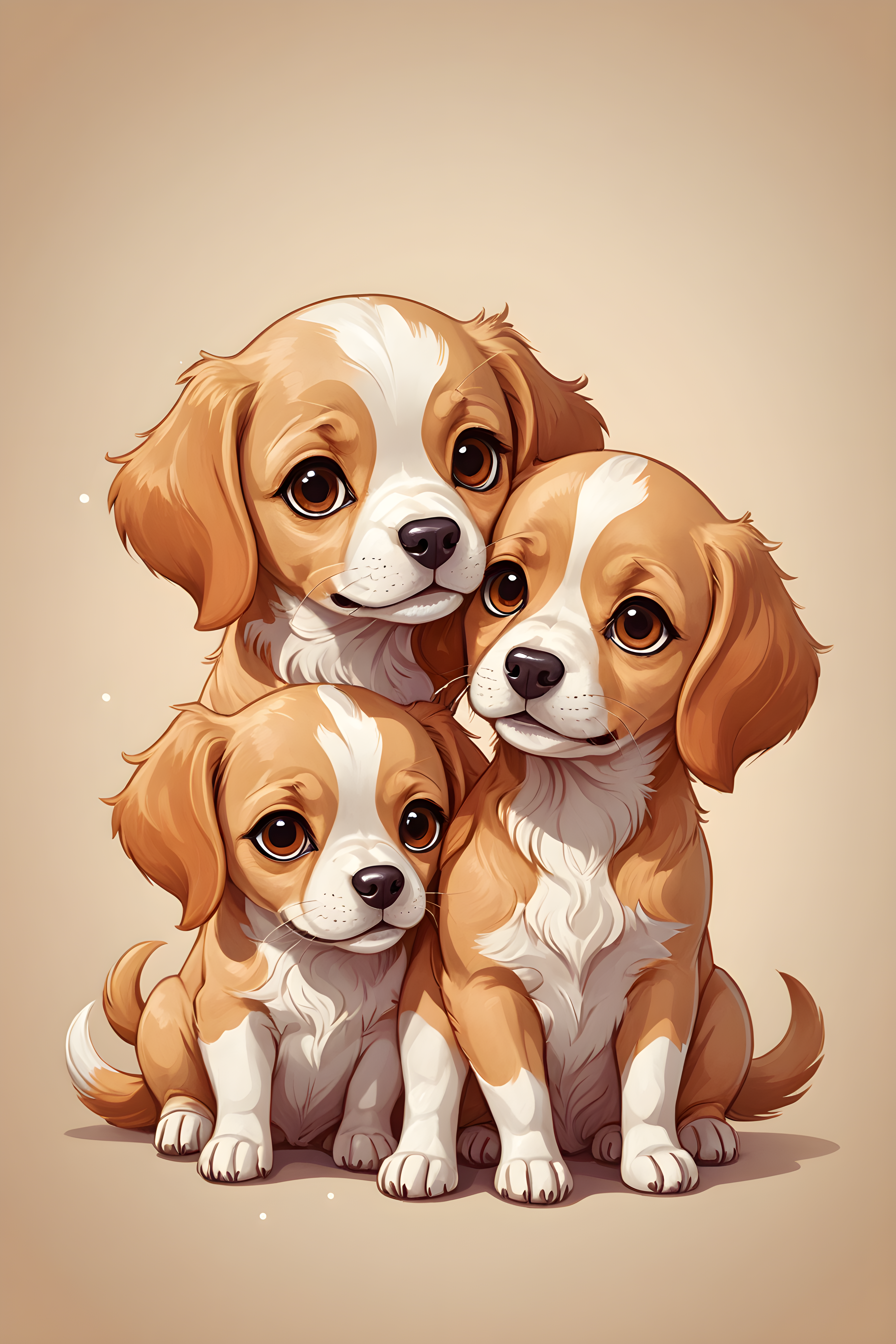 Matching Dog Pair — Cartoon / Kawaii (Sleepy)