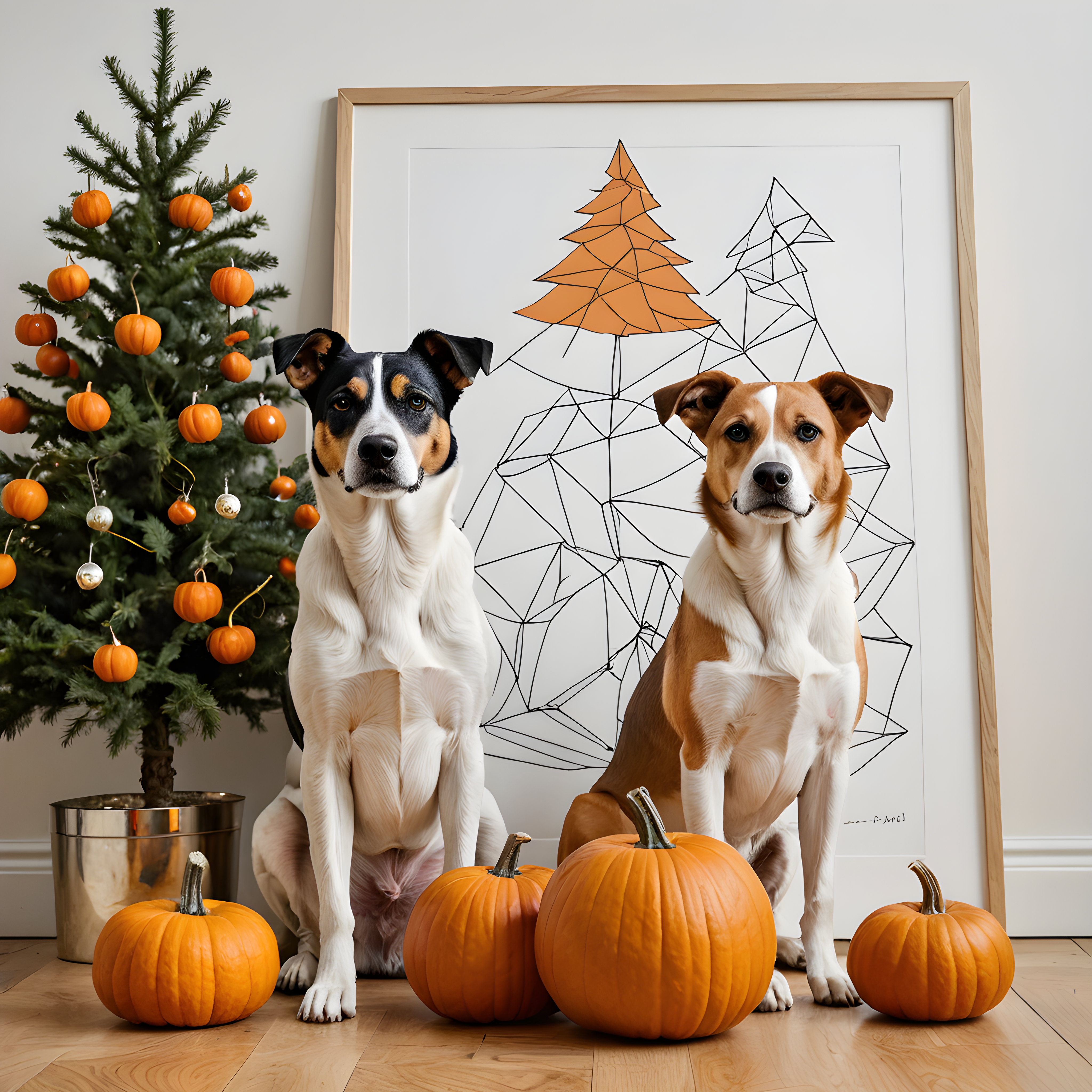 Matching Dog Pair — Minimalist Line Art (Seasonal)