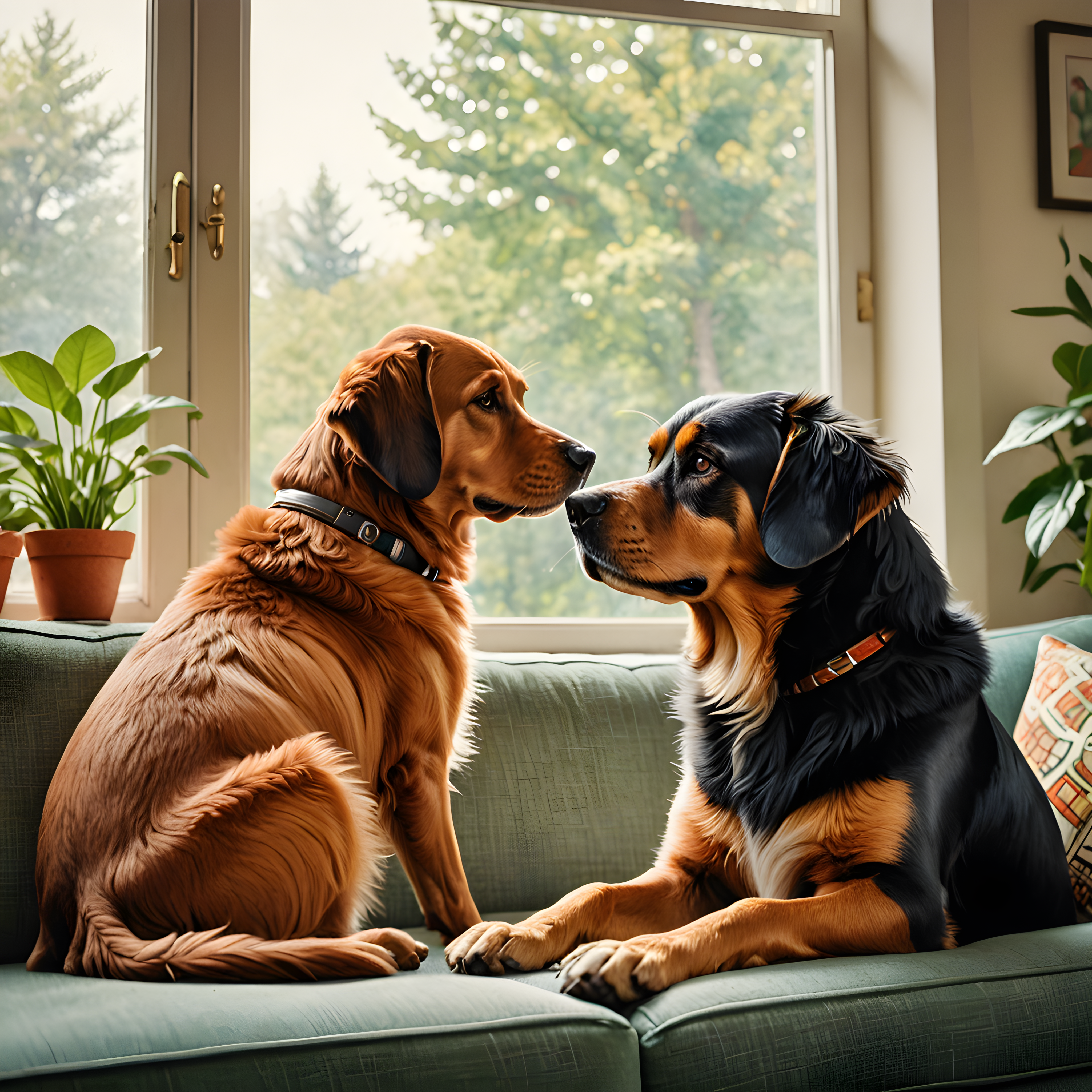 Matching Dog Pair — Retro (Lifestyle)