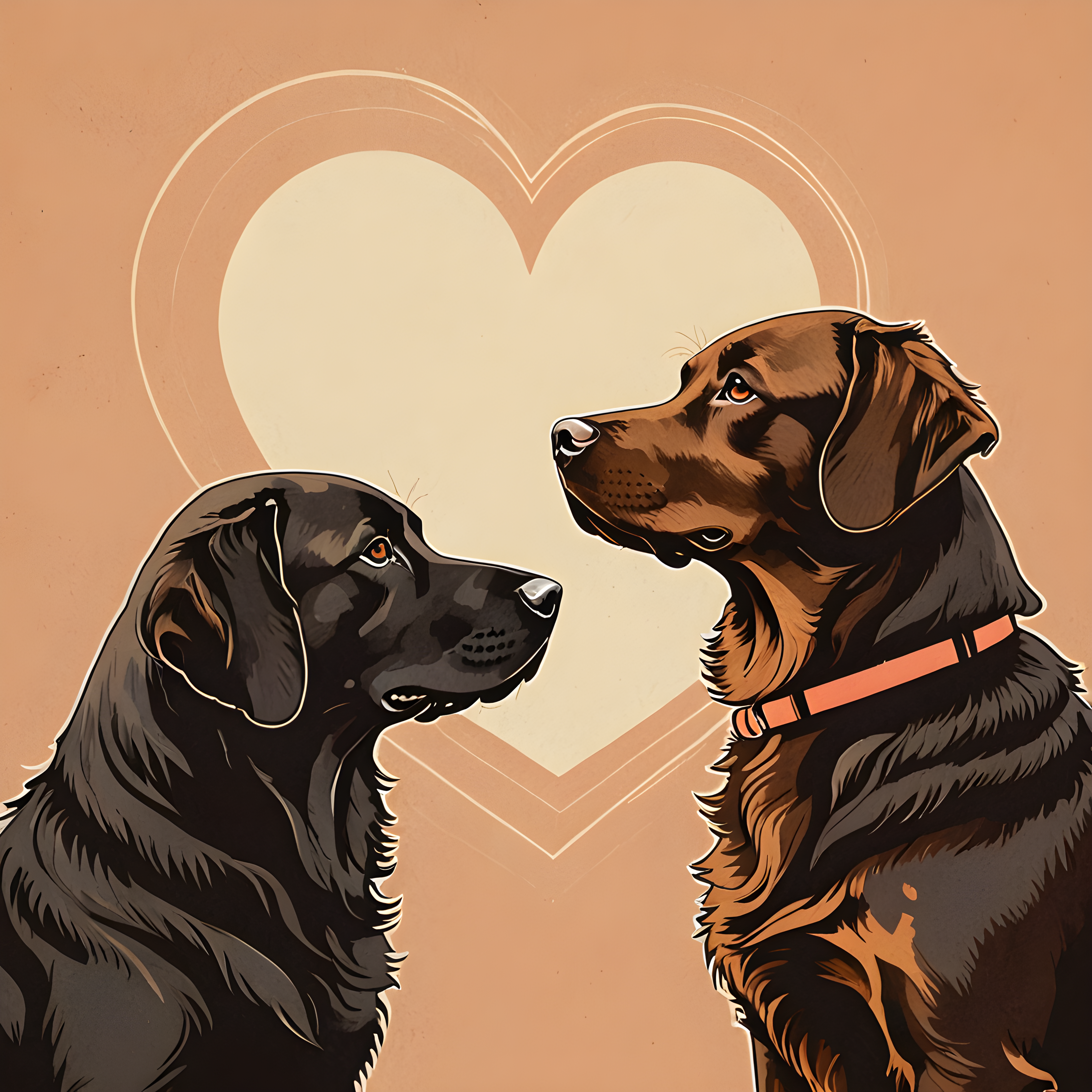 Matching Dog Pair — Retro (Romantic)