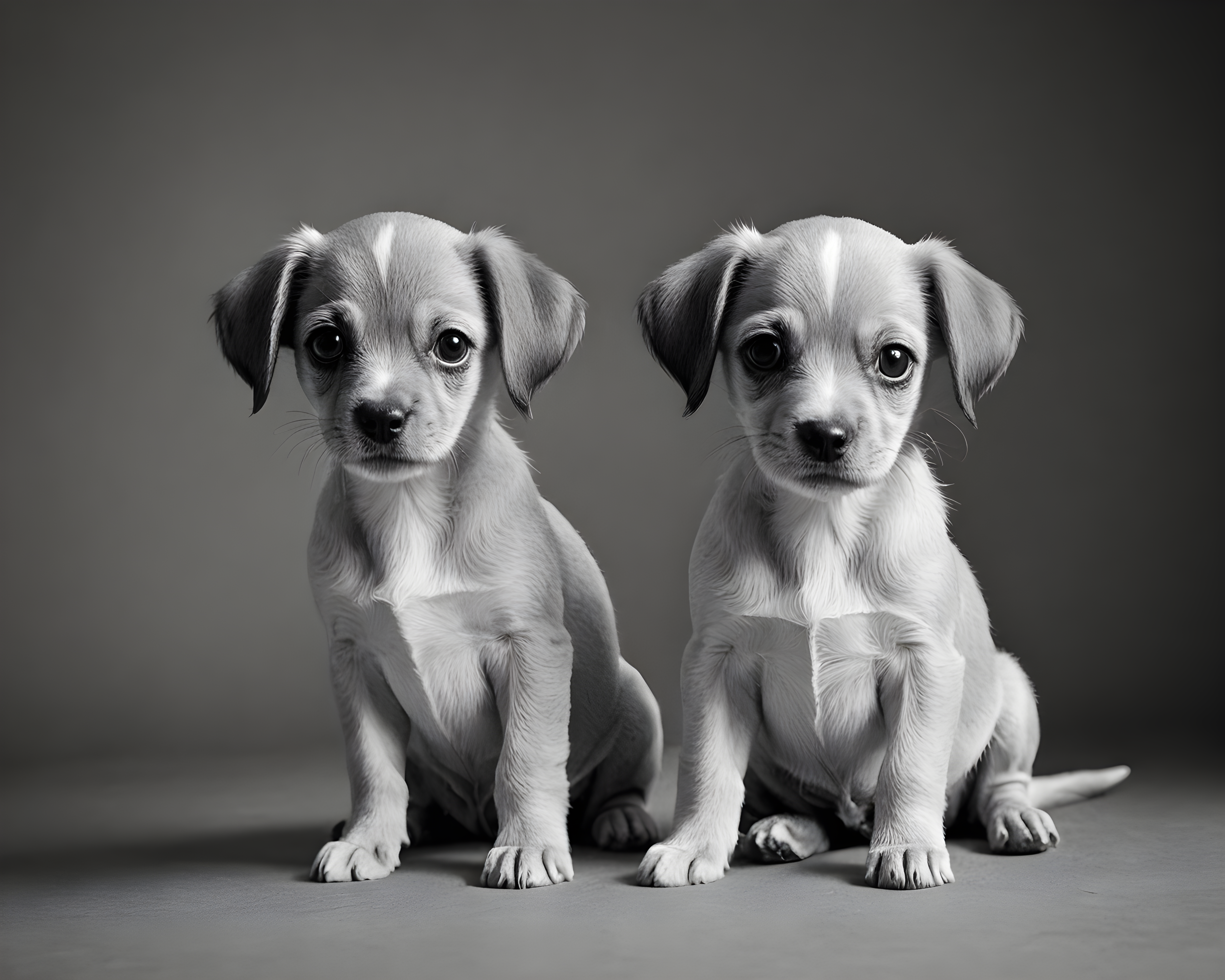 Puppy Couple — Black & White (Cute)