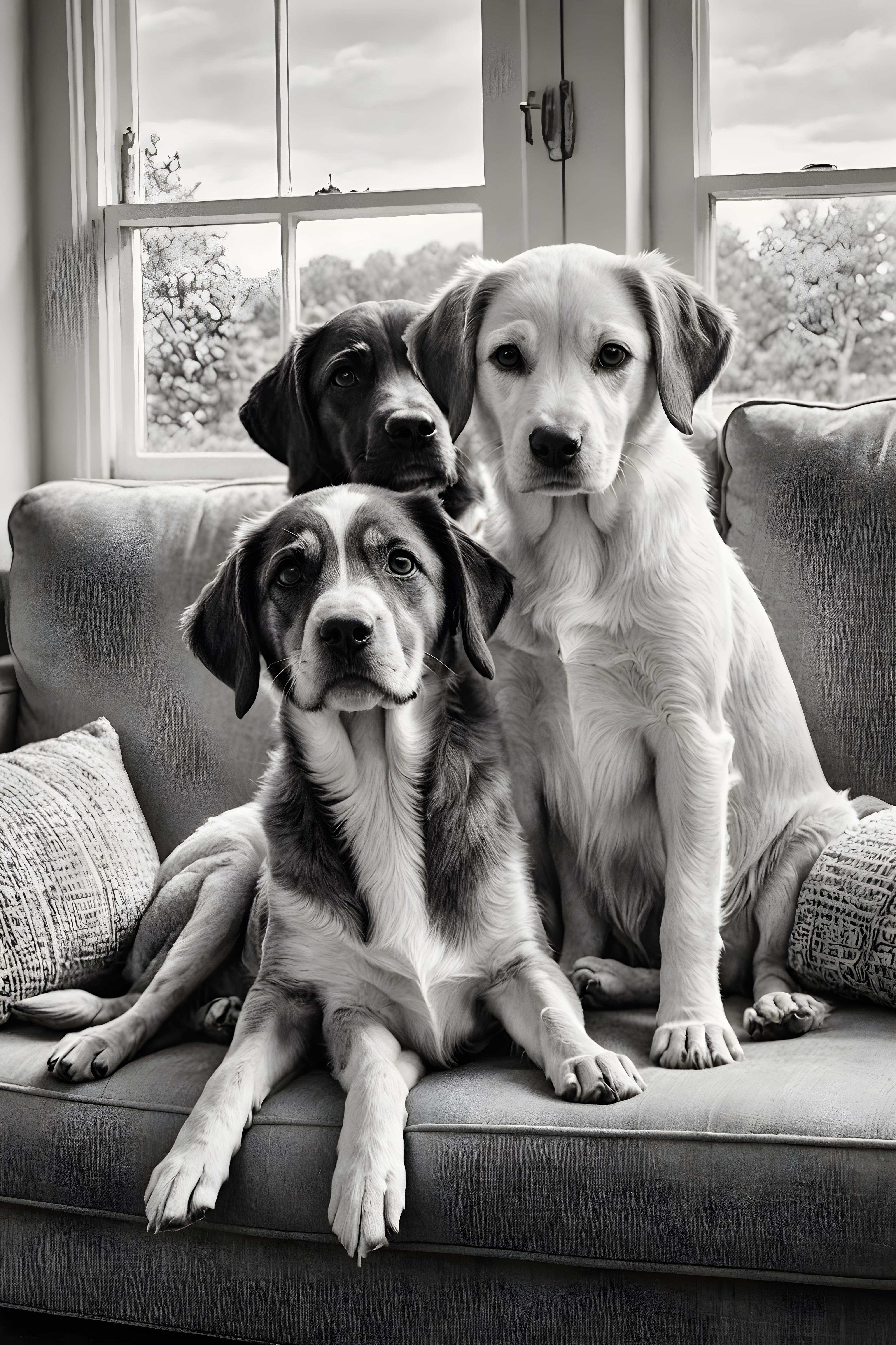 Puppy Couple — Pencil Sketch (Lifestyle)
