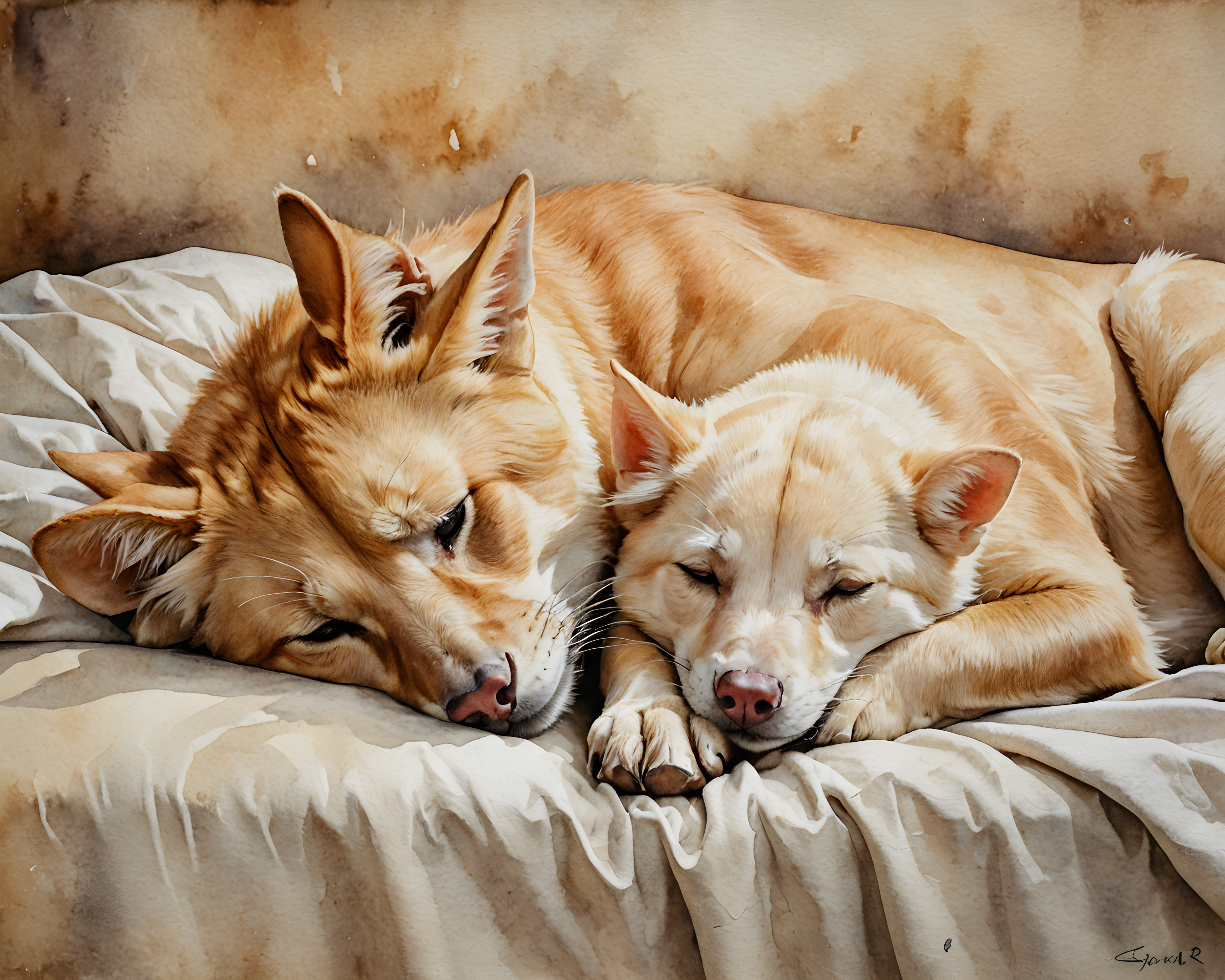 Siesta Pair — Watercolor (Romantic)