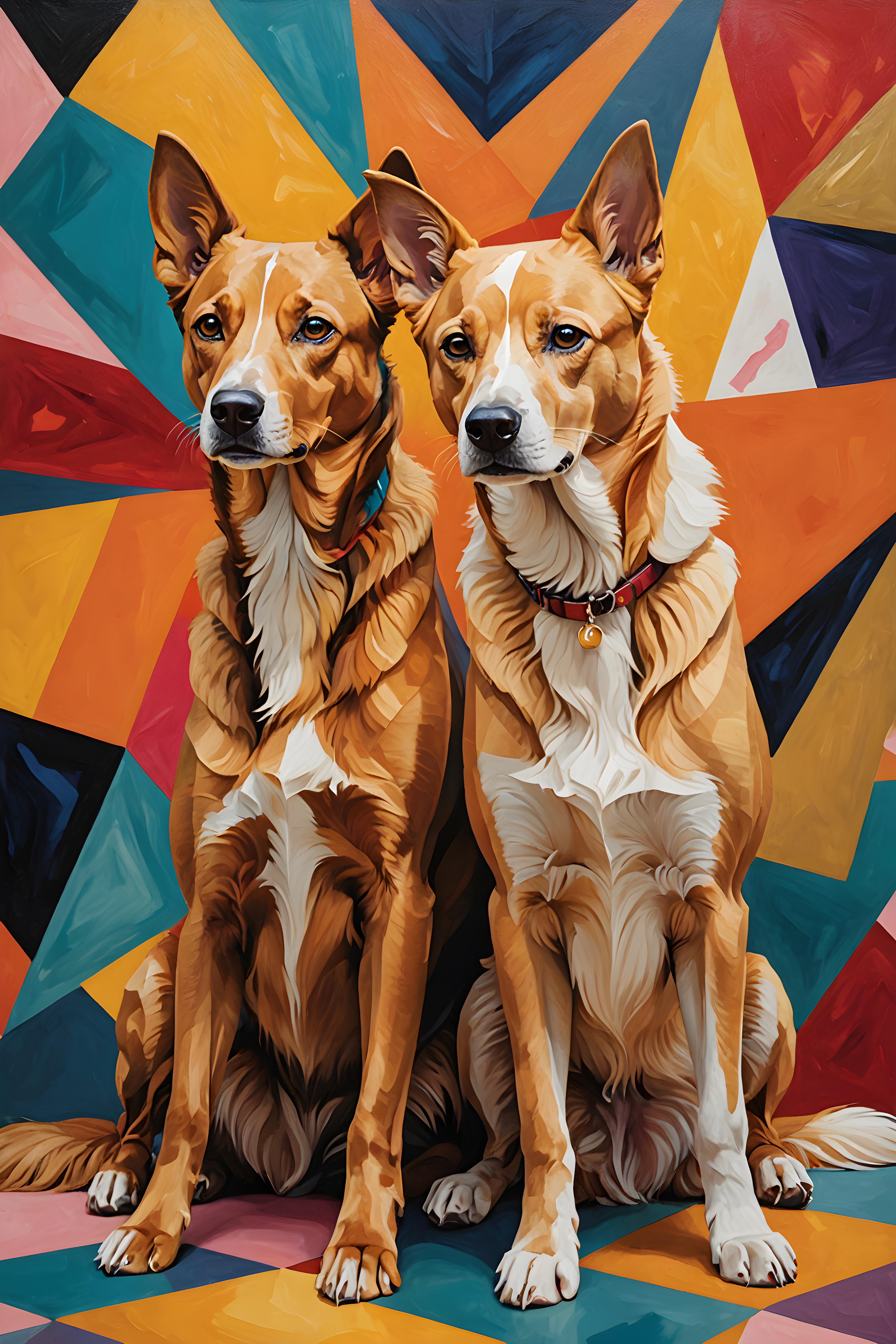 Two Dogs Best Friends — Abstract (Luxury)