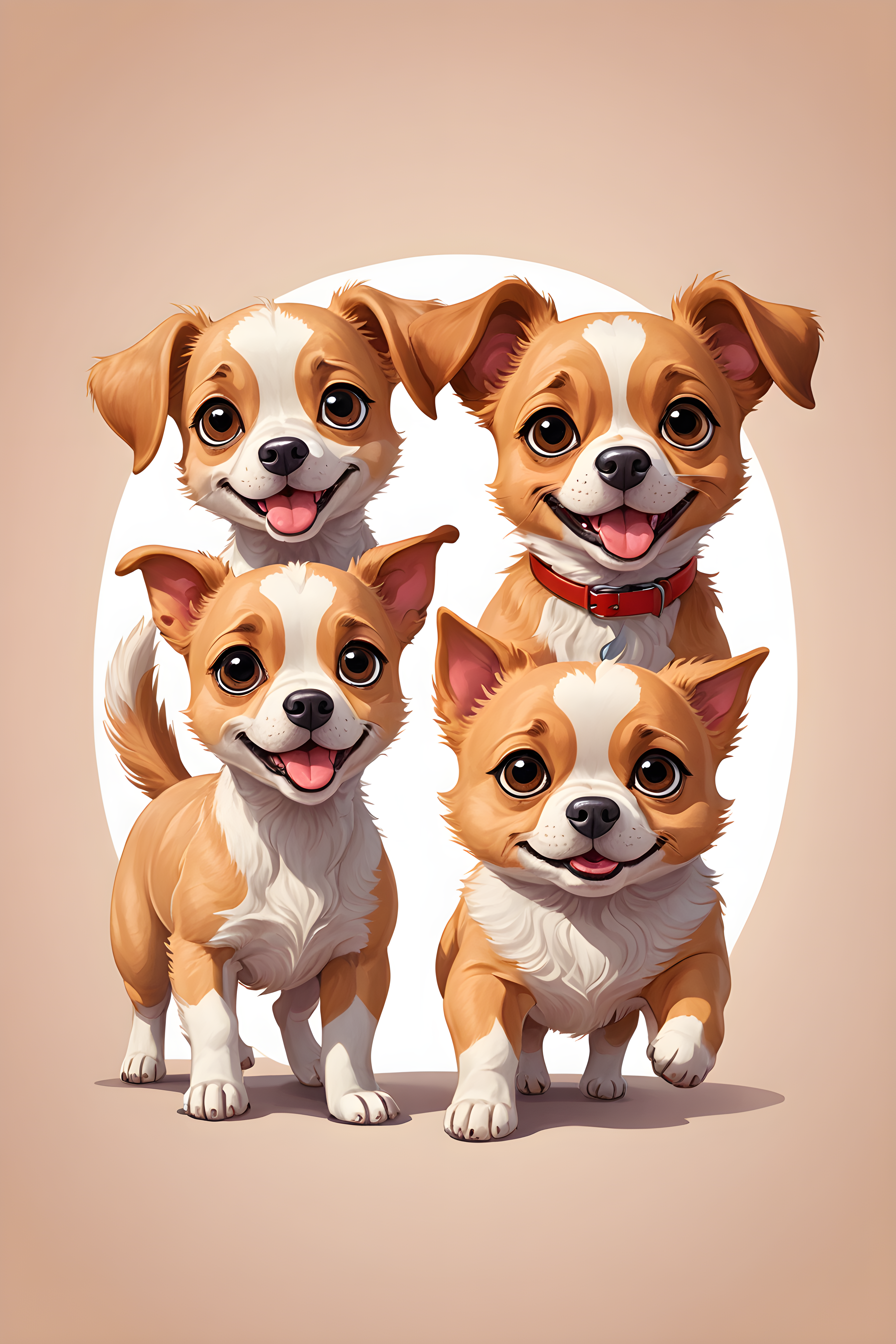Two Dogs Best Friends — Cartoon / Kawaii (Cute)