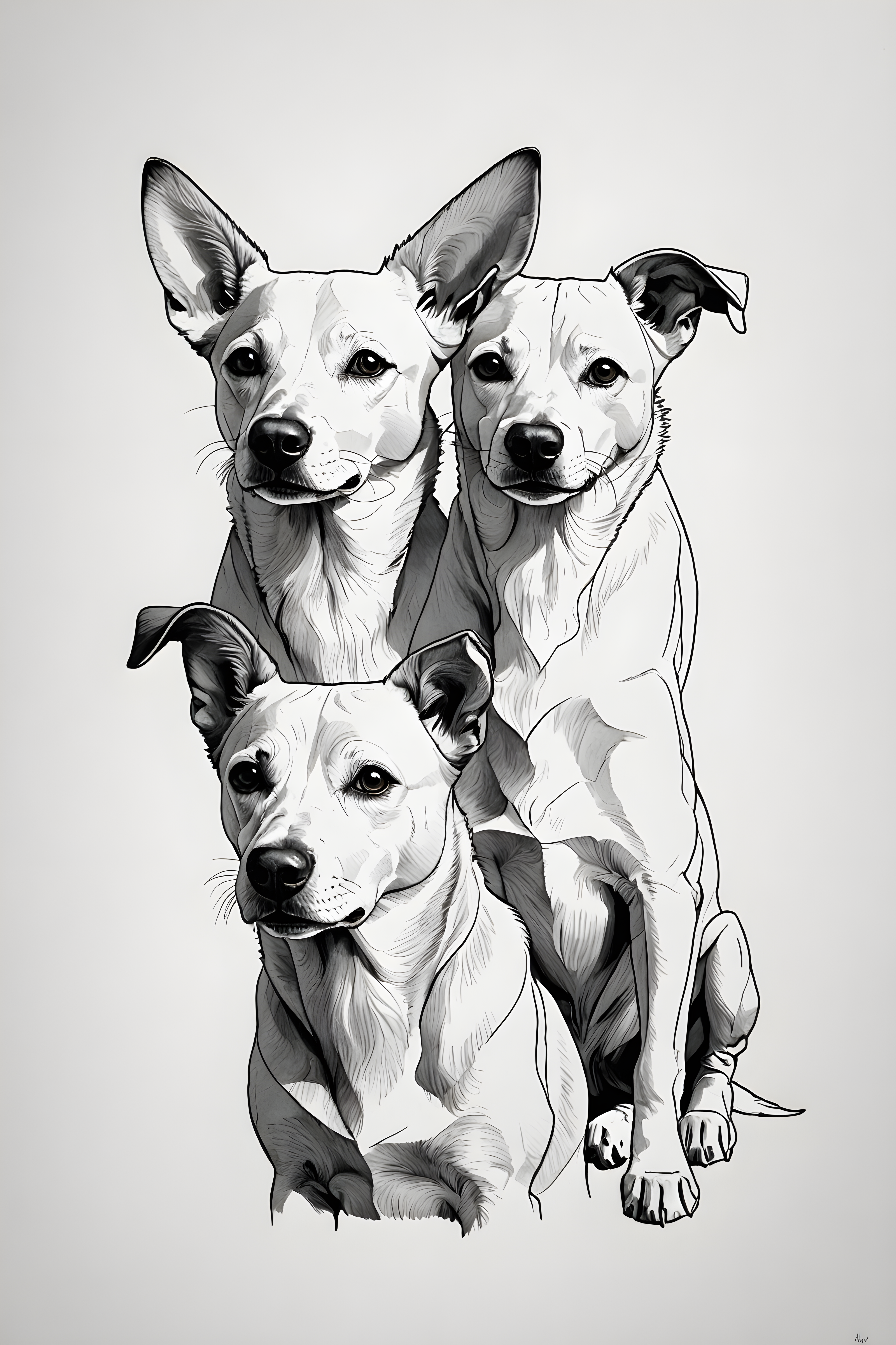 Two Dogs Best Friends — Minimalist Line Art (Aesthetic)