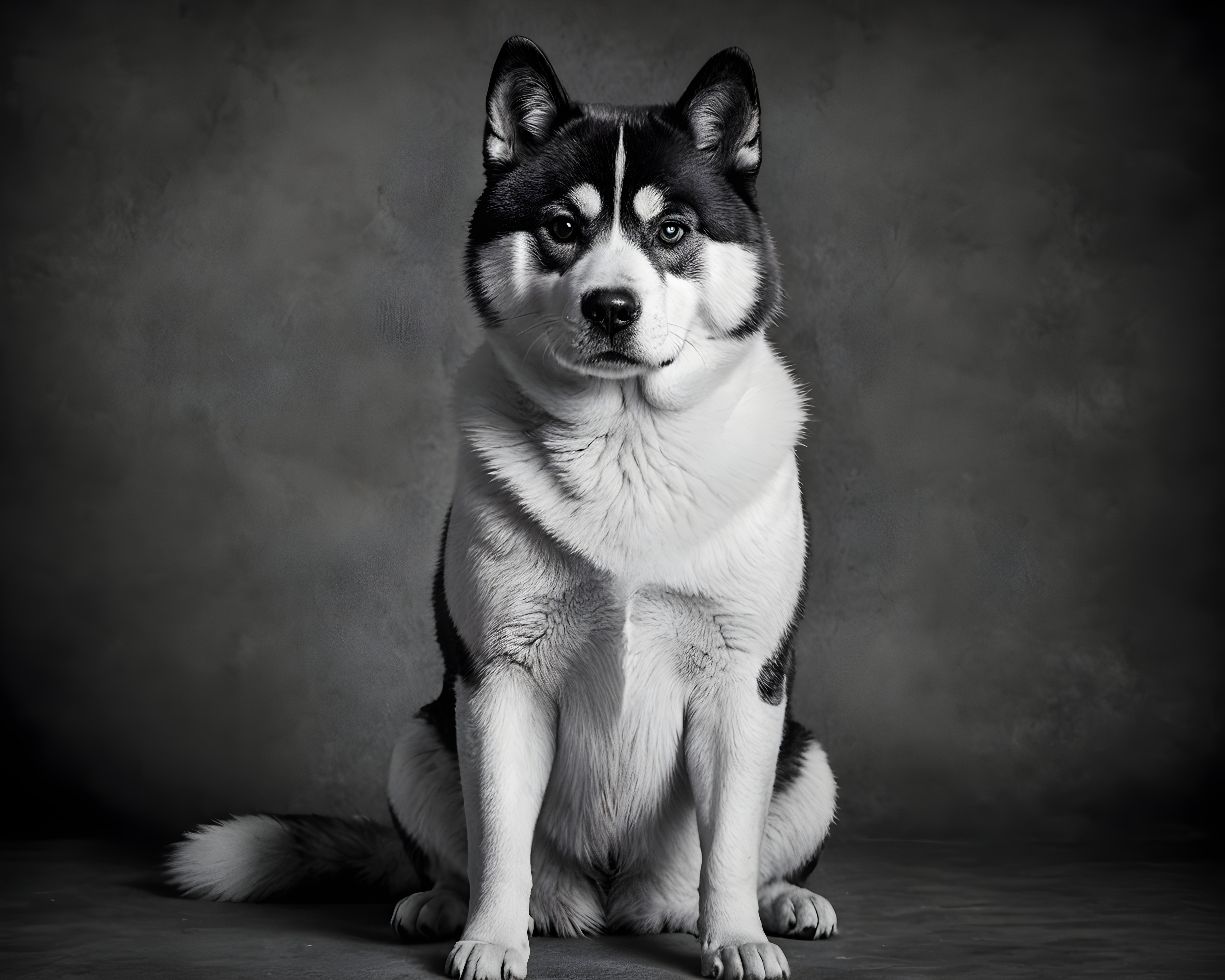 Akita — Black & White (Romantic)
