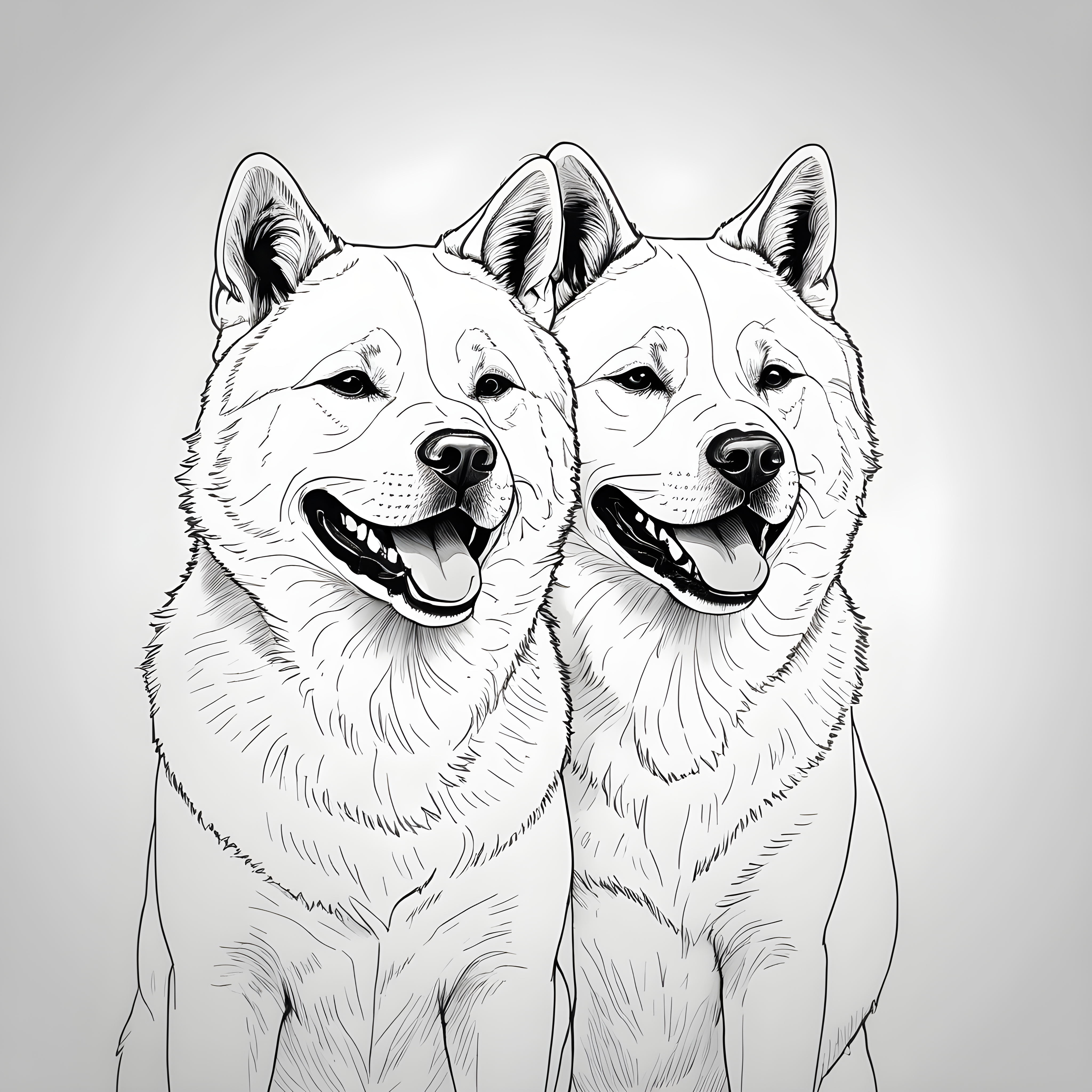 Akita — Minimalist Line Art (Happy)