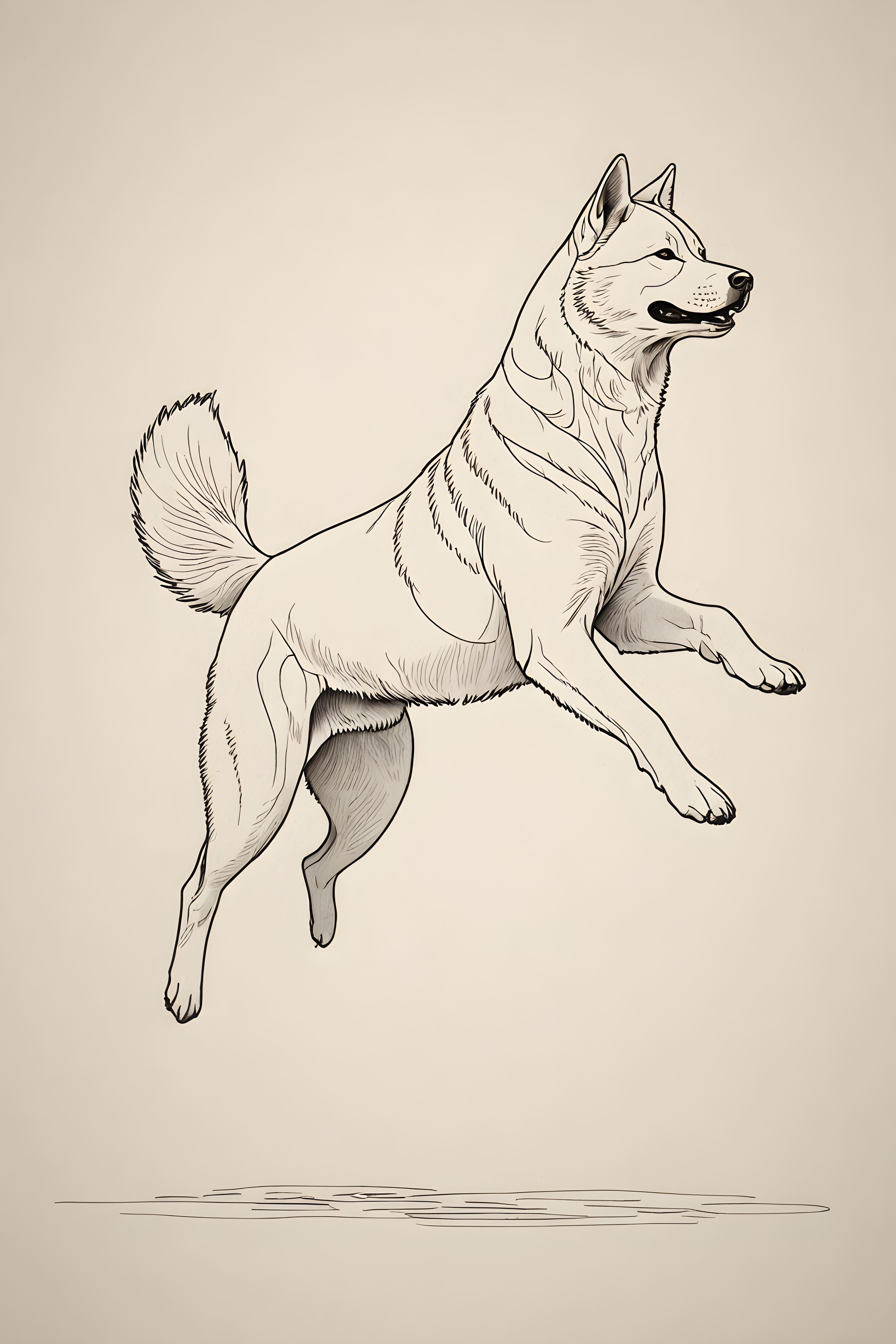 Akita — Minimalist Line Art (Romantic)
