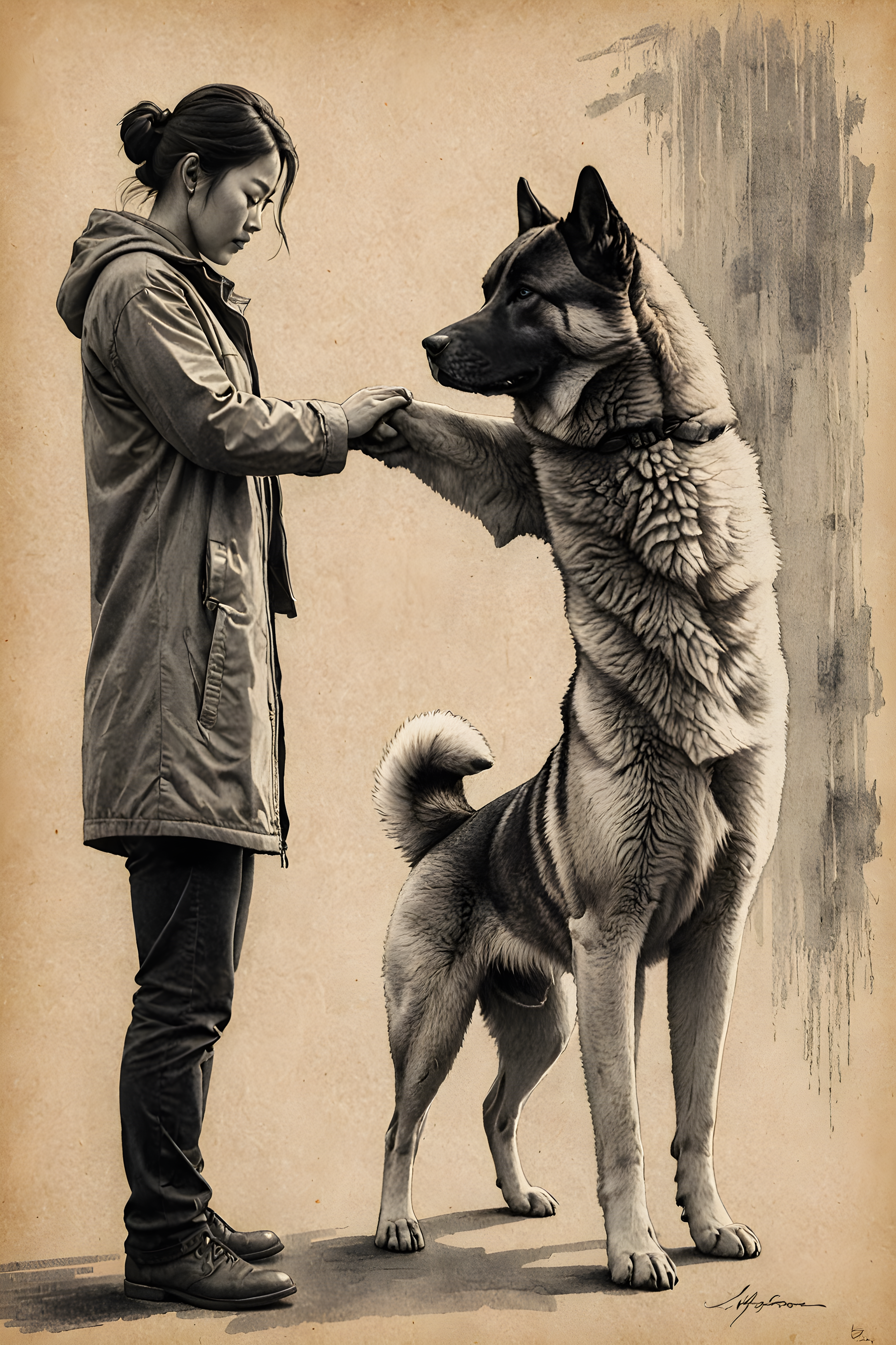 Akita — Pencil Sketch (Motivational)