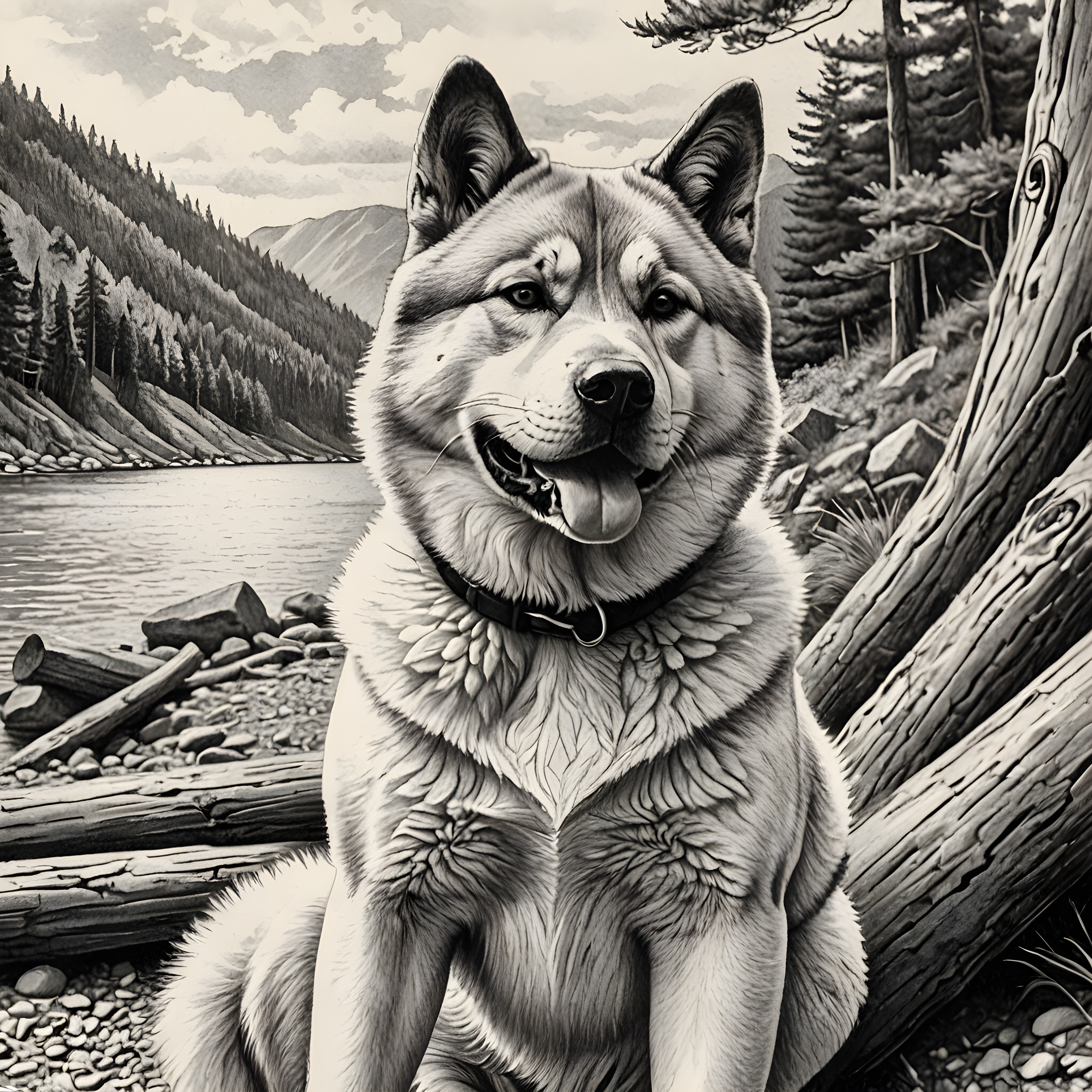 Akita — Pencil Sketch (Savage)