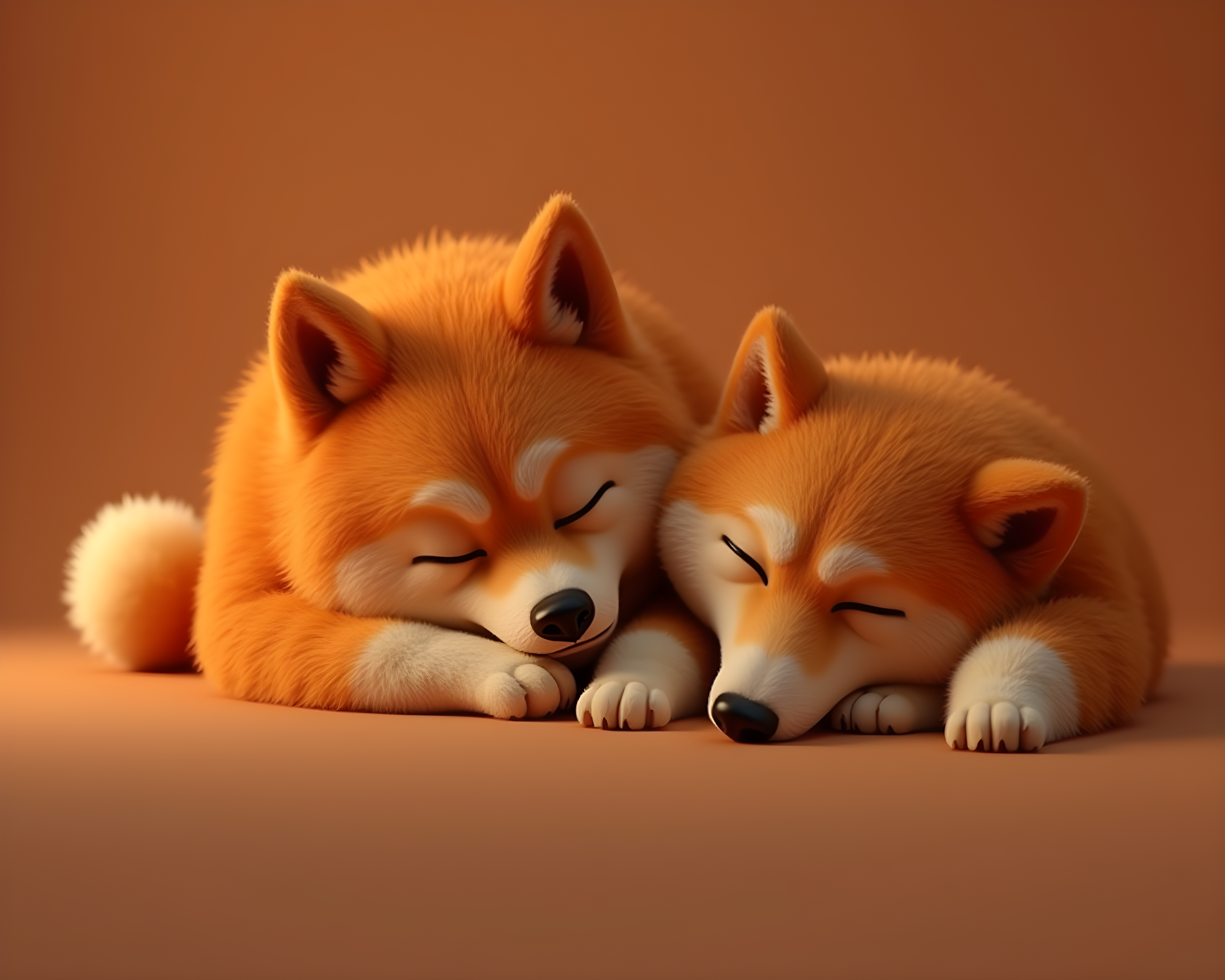 Akita — 3D Render (Sleepy)