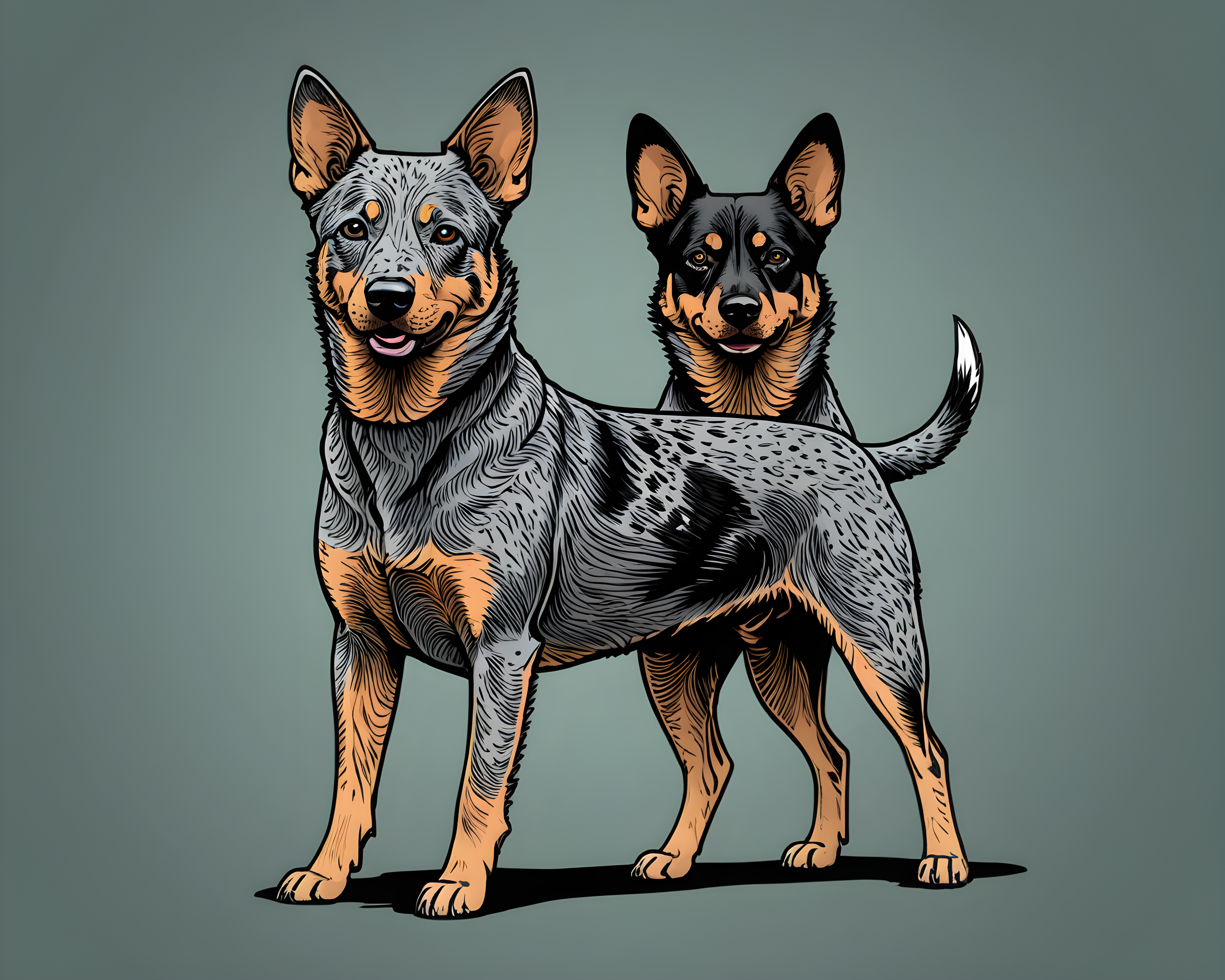 Australian Cattle Dog — Line Art (Aesthetic)