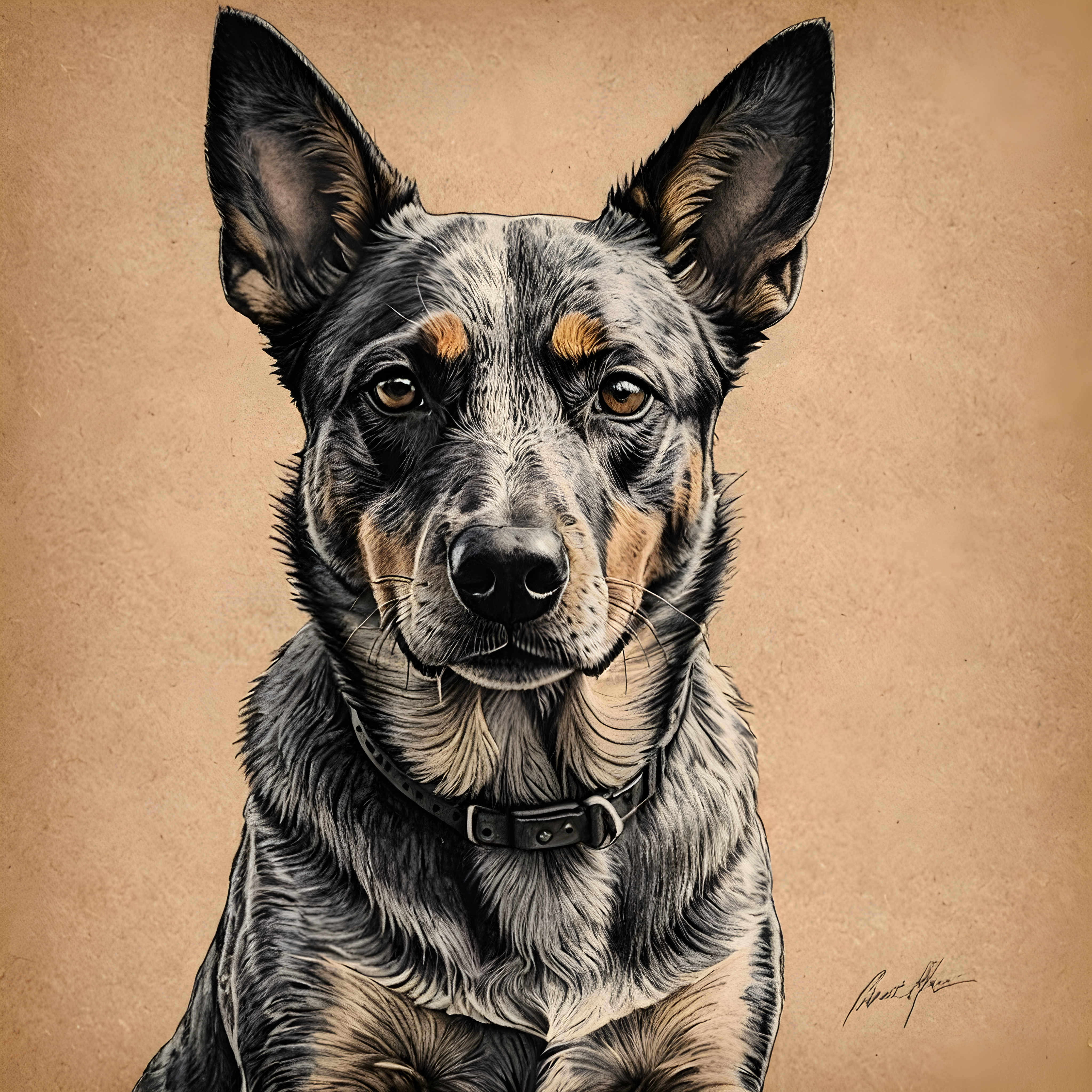 Australian Cattle Dog — Pencil Sketch (Savage)
