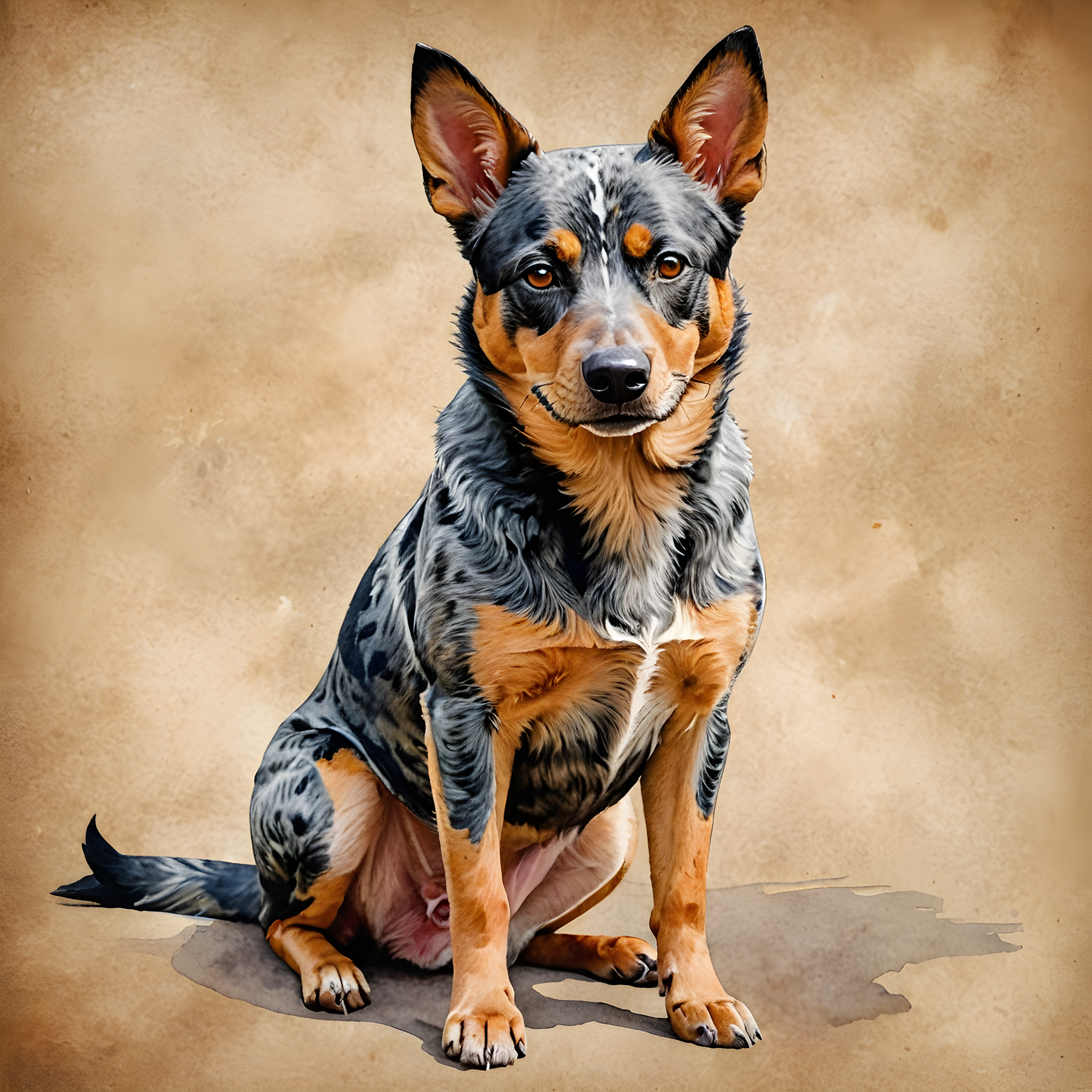 Australian Cattle Dog — Watercolor (Energetic)