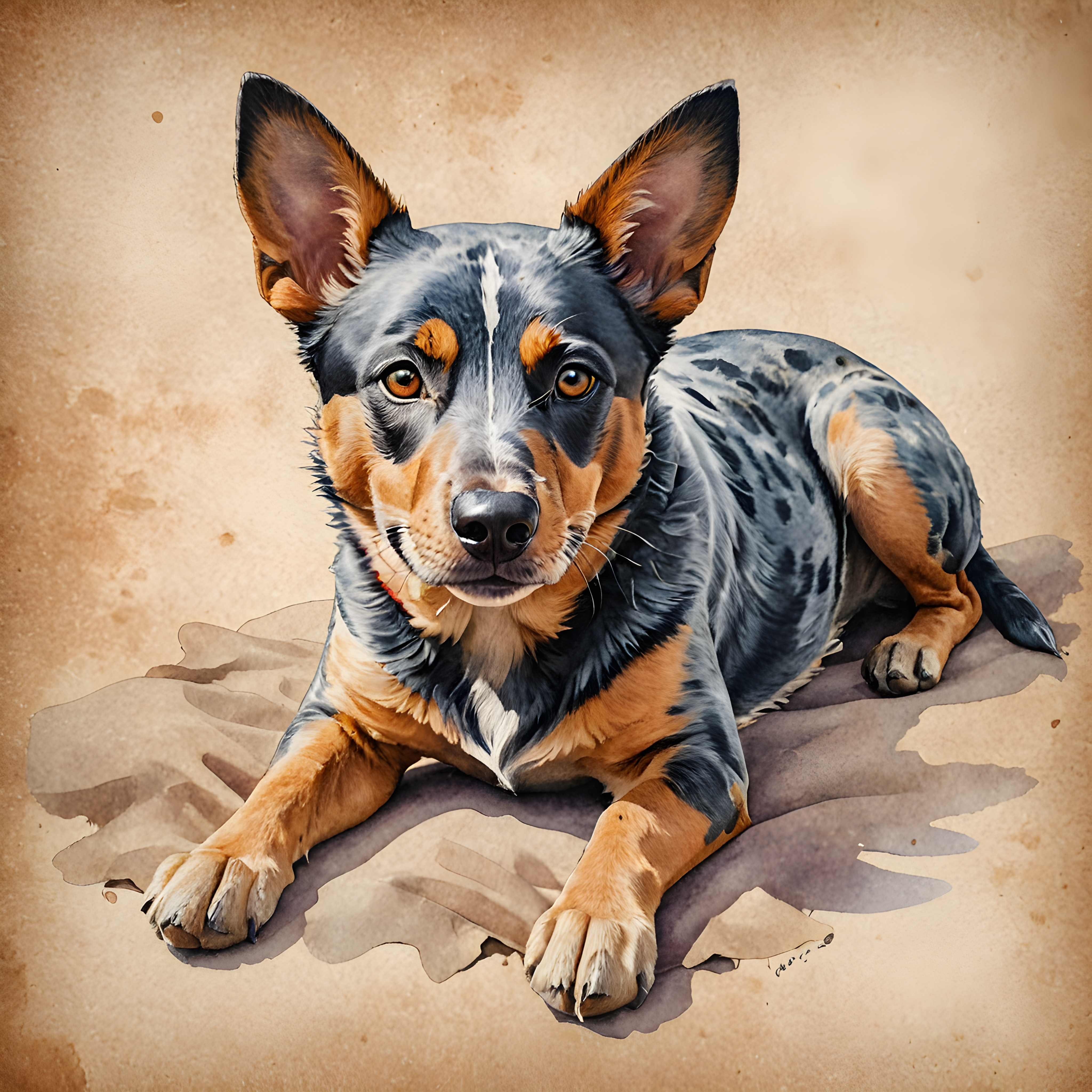 Australian Cattle Dog — Watercolor (Playful)