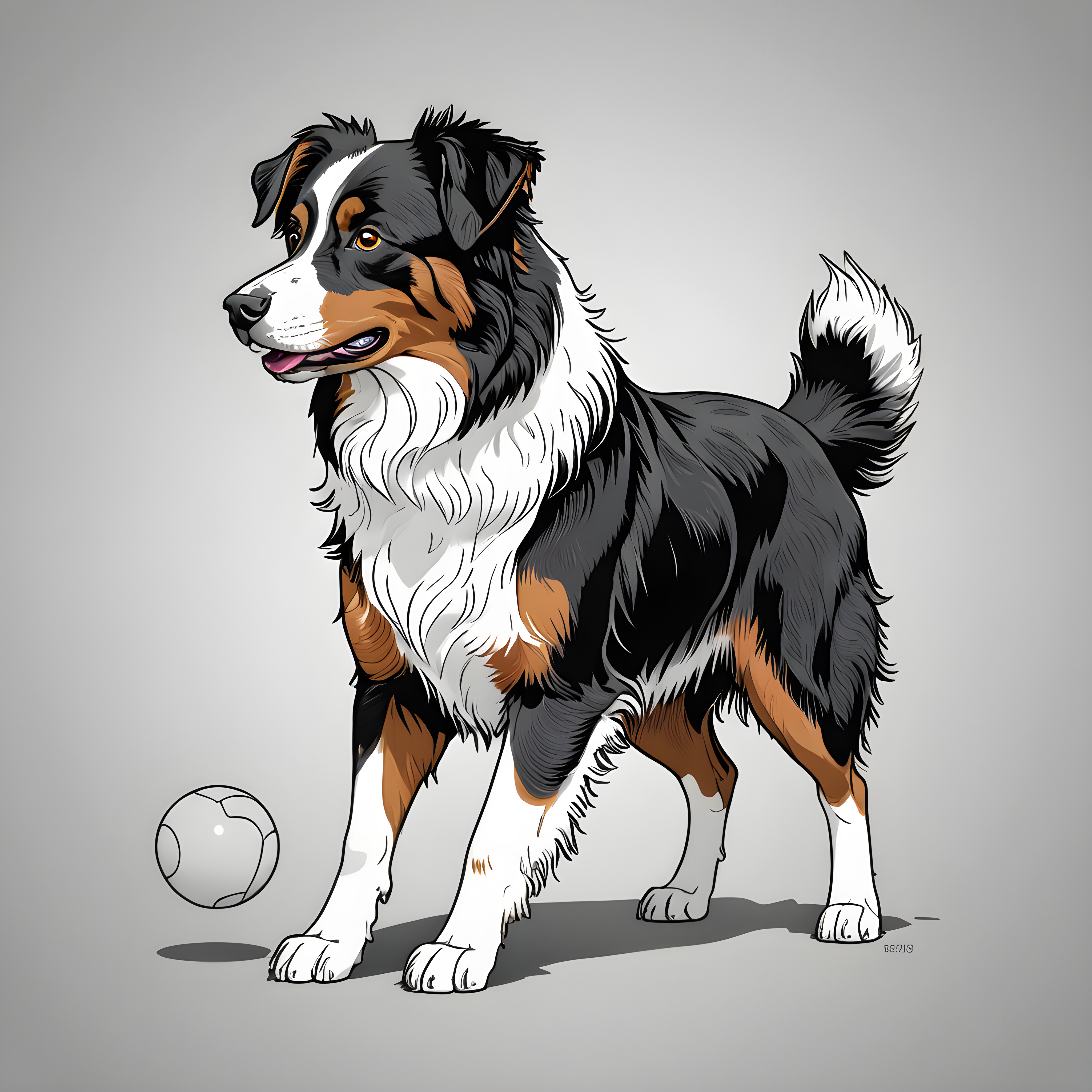 Australian Shepherd — Minimalist Line Art (Playful)